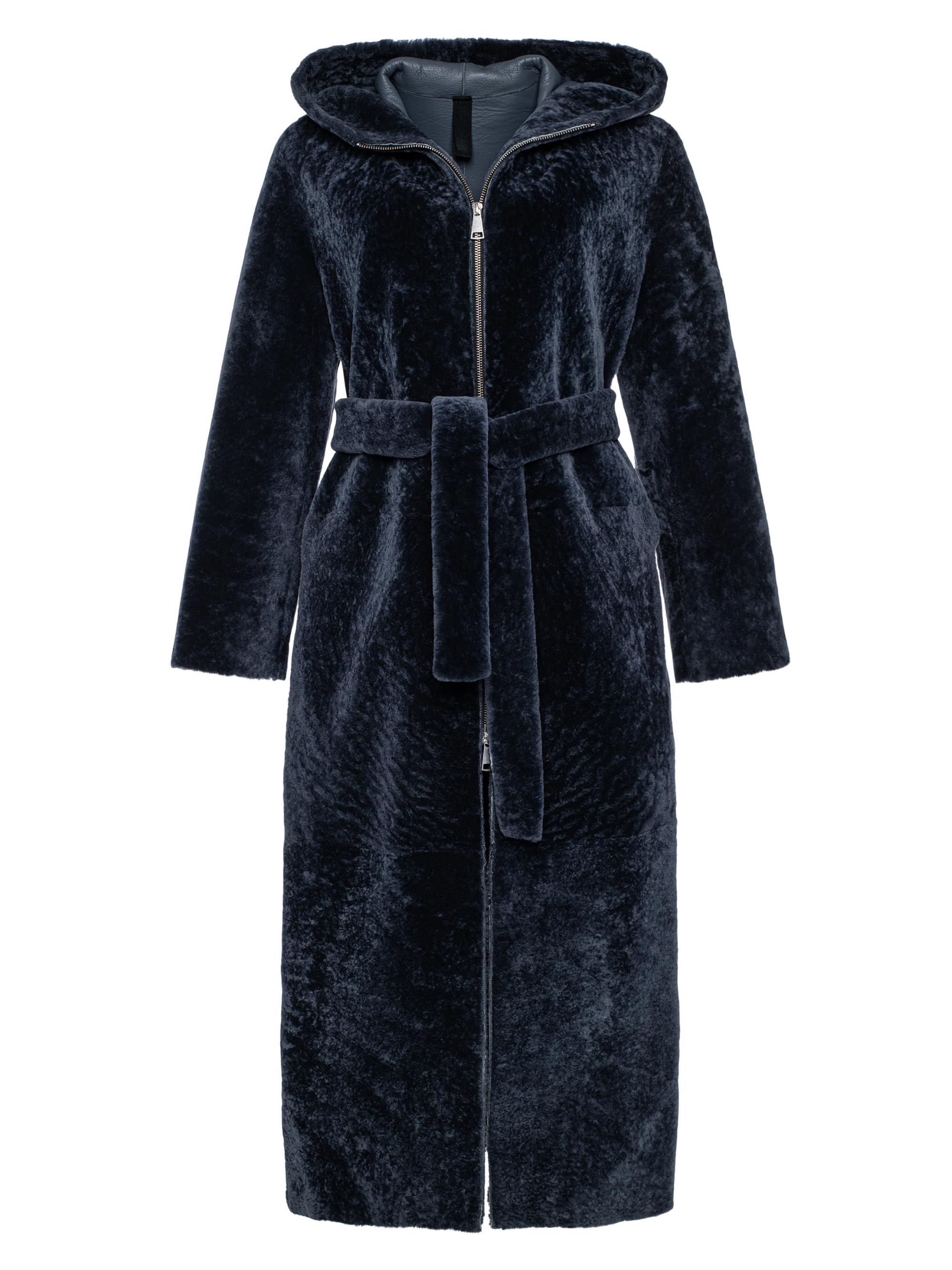 Gorski Women's Reversible Textured Shearling Lamb Zip Parka with Belt - Black