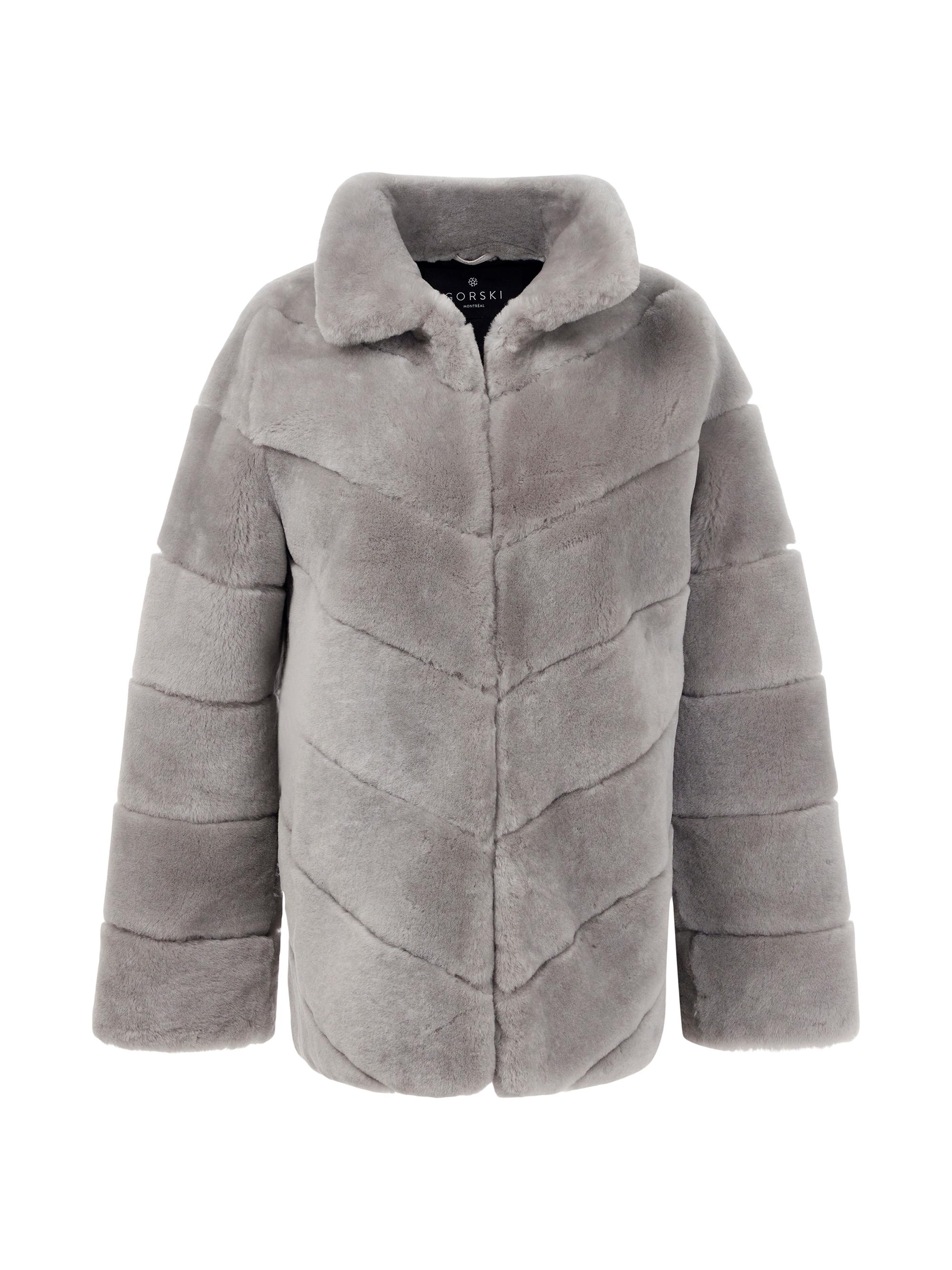 Gorski Women's Select Shearling Lamb Chevron Jacket - Light Grey