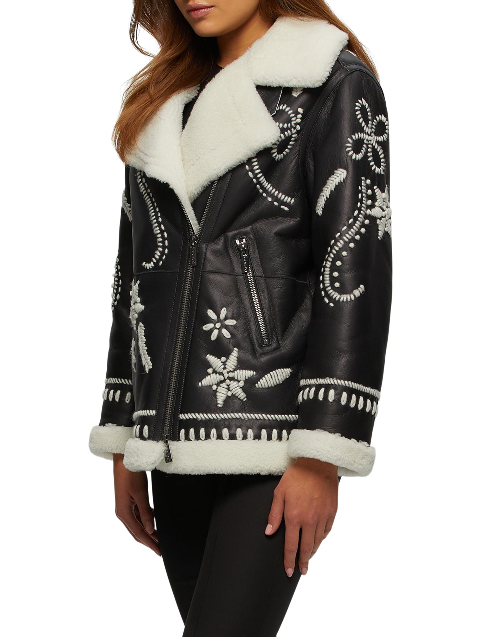 Gorski Select Shearling Lamb Zip Jacket with Wool Embroidery