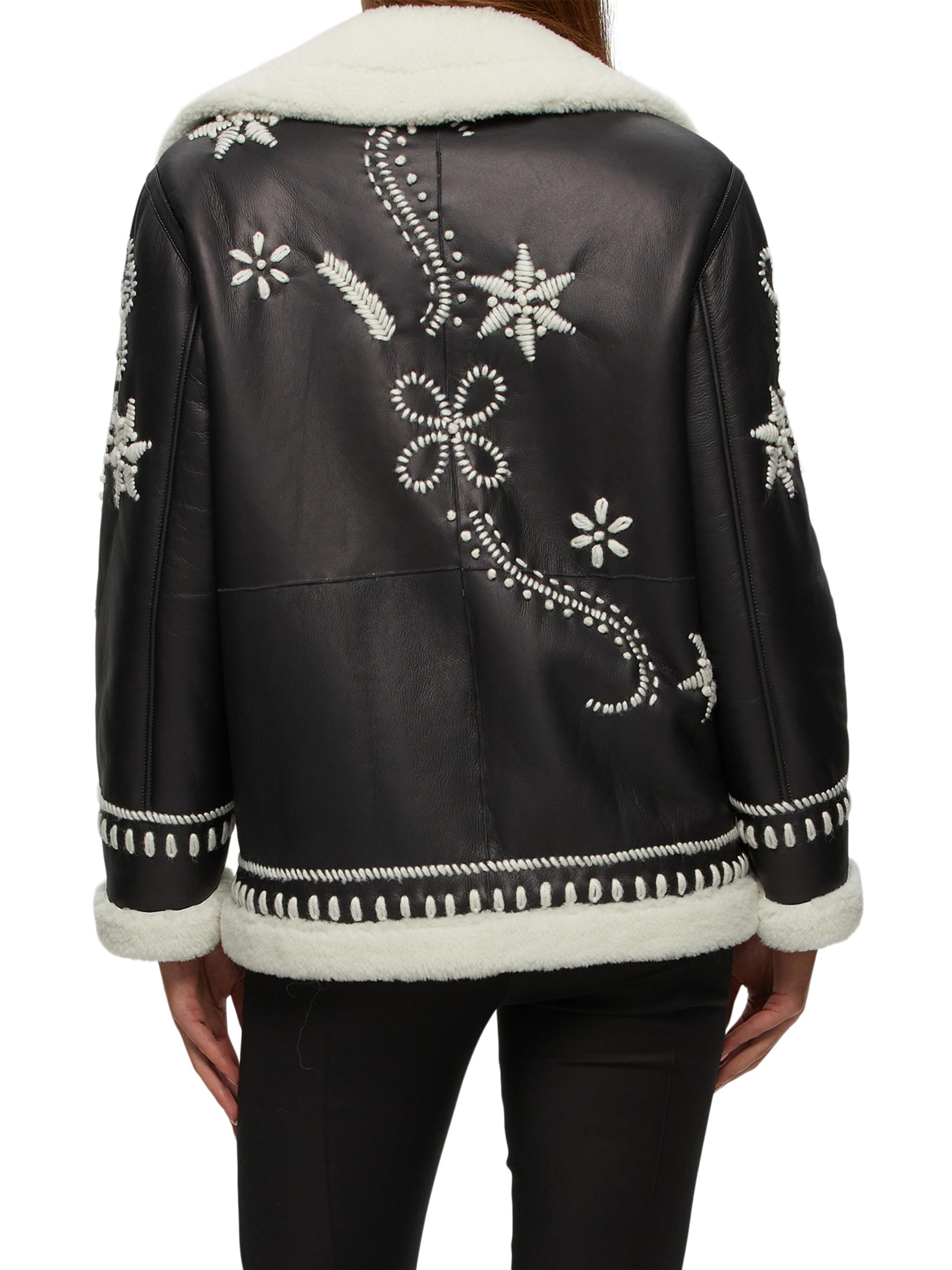 Gorski Select Shearling Lamb Zip Jacket with Wool Embroidery
