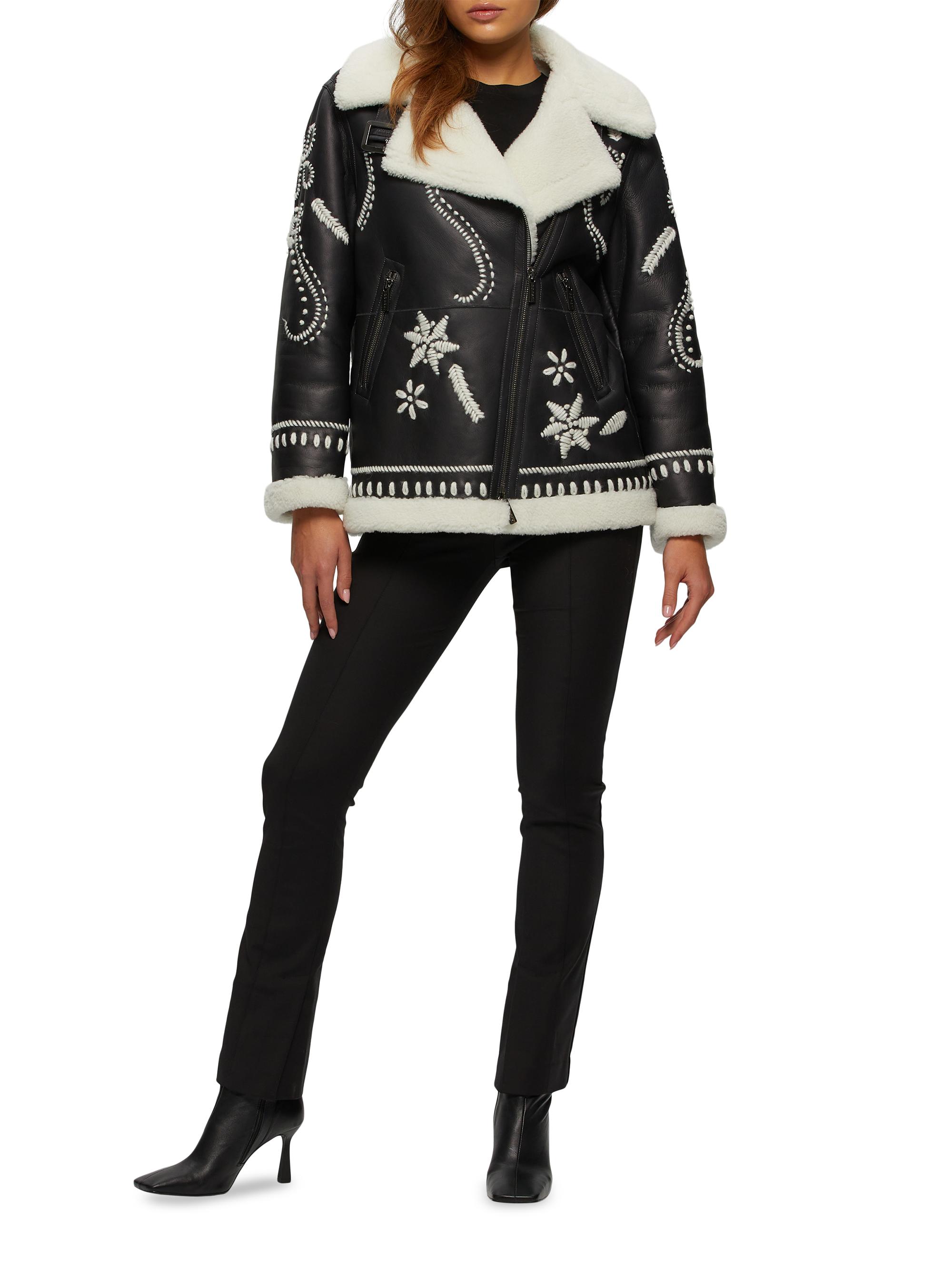 Gorski Select Shearling Lamb Zip Jacket with Wool Embroidery