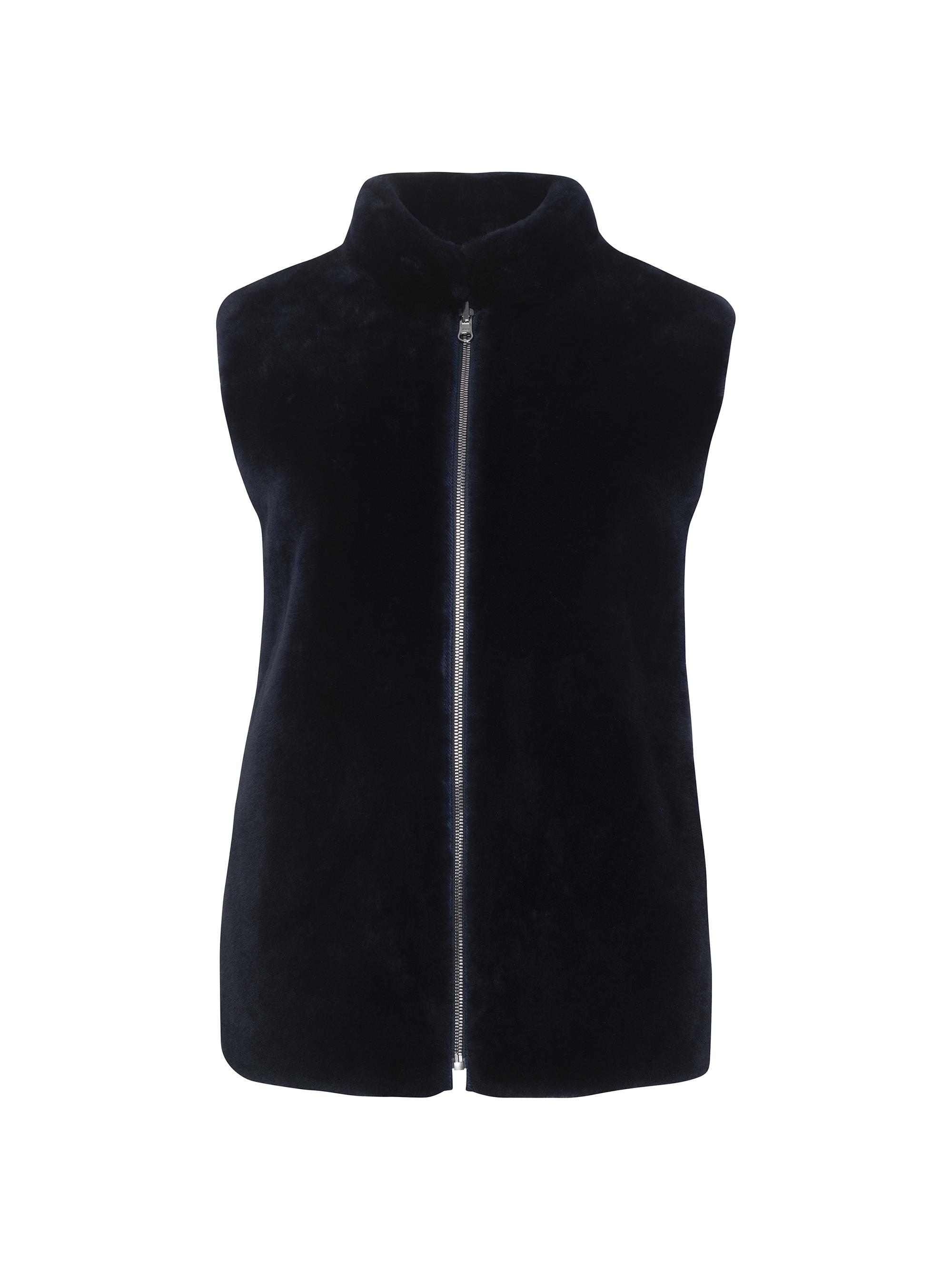 Gorski Women's Reversible Select Shearling Lamb Vest - Navy