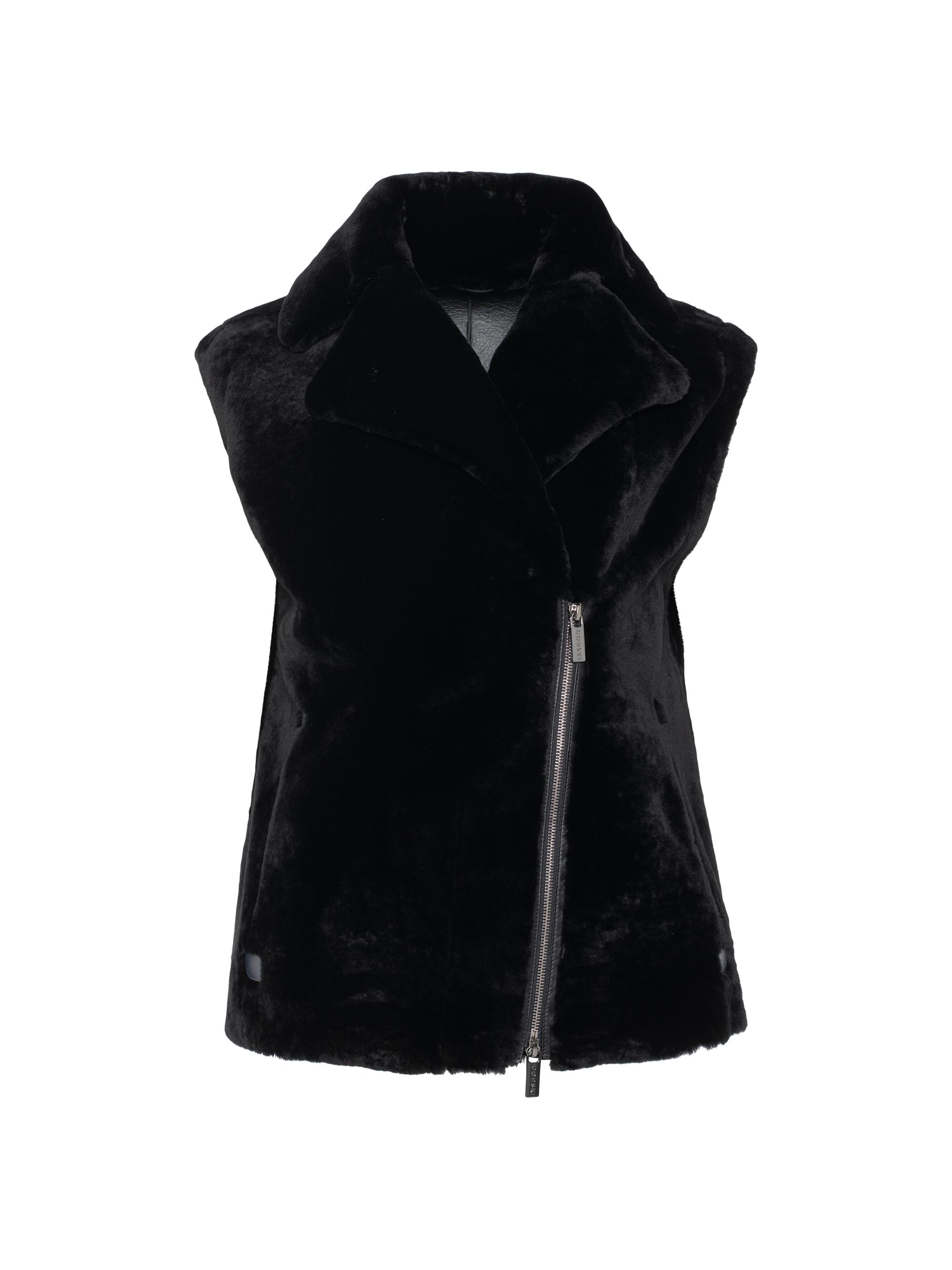 Gorski Women's Select Shearling Lamb Zip Vest - Black