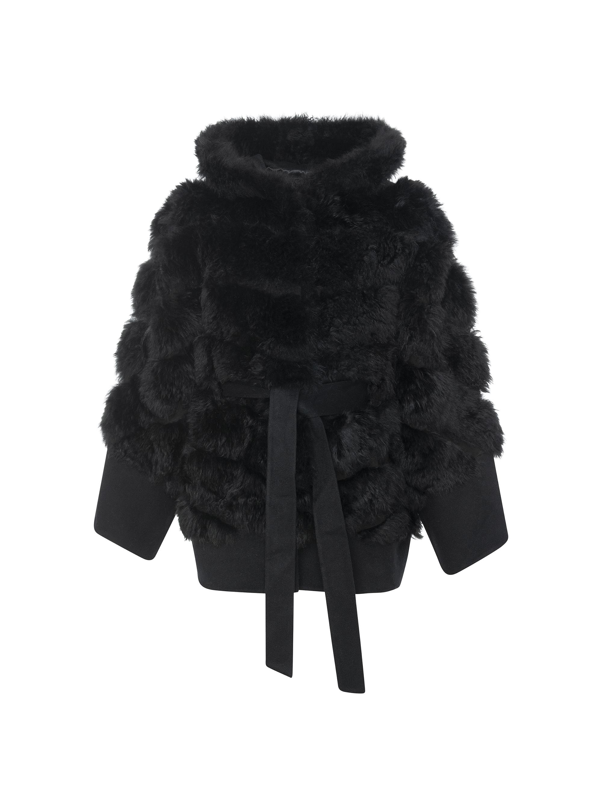 Gorski Women's Select Cashmere Goat Diagonal Parka Jacket - Black