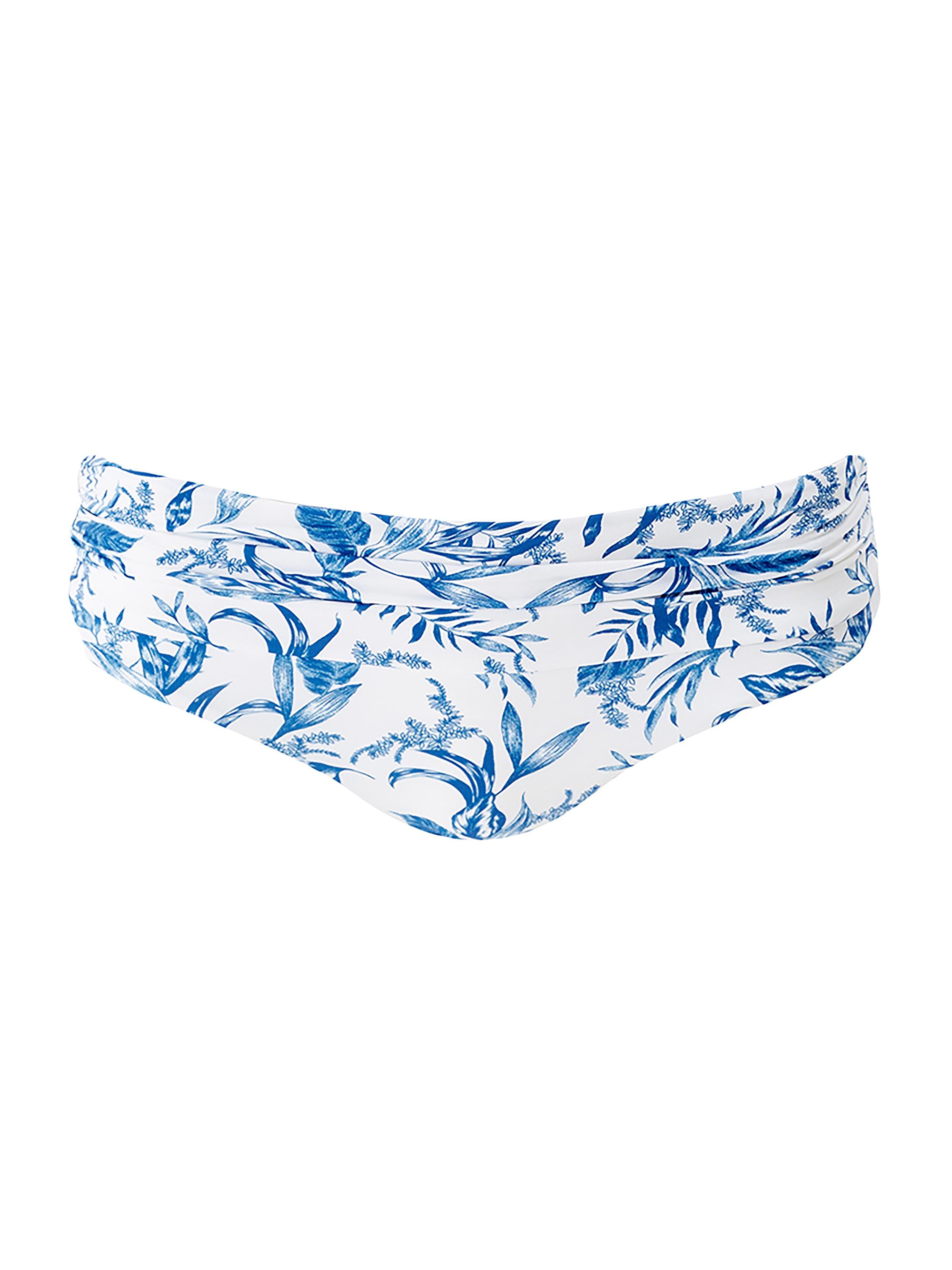 Melissa Odabash Women's Bel Air Botanical Ruched Bikini Bottom - Blue Leaf