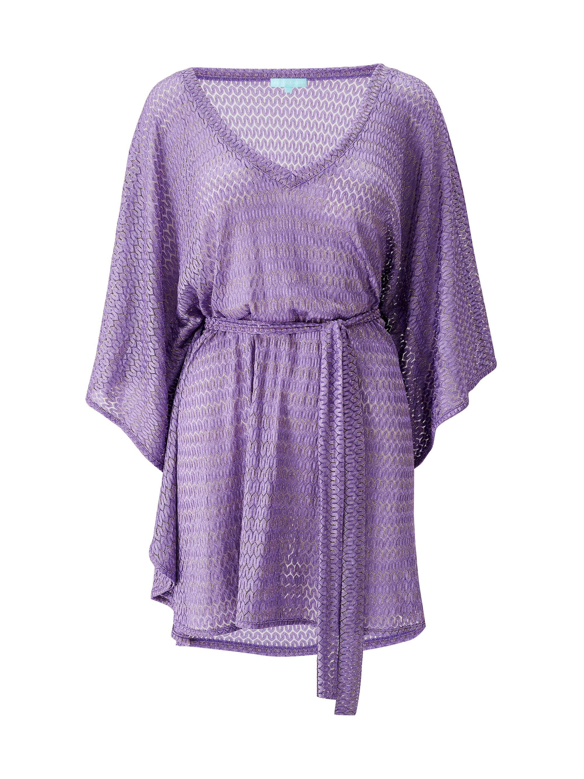 Melissa Odabash Women's Petra Metallic Crochet V-Neck Caftan - Viola