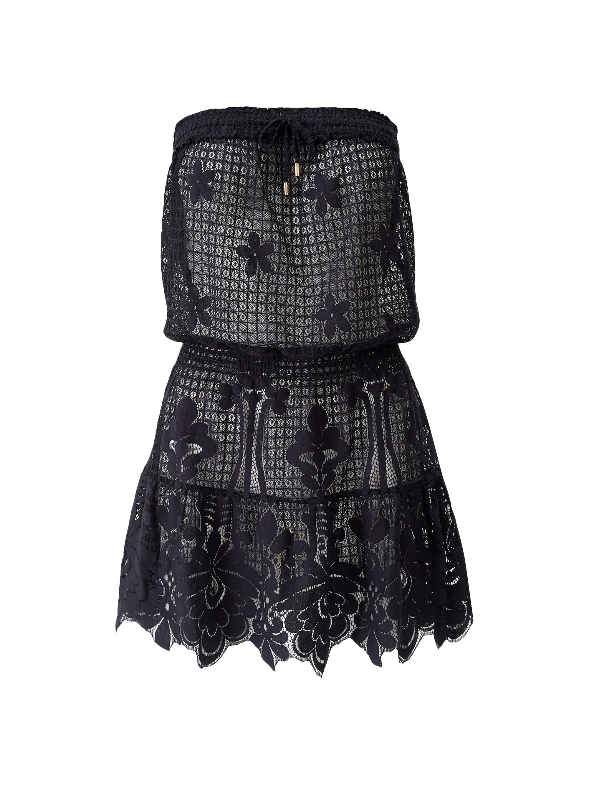 Melissa Odabash Women's Isla Floral Lace Bandeau Minidress - Black