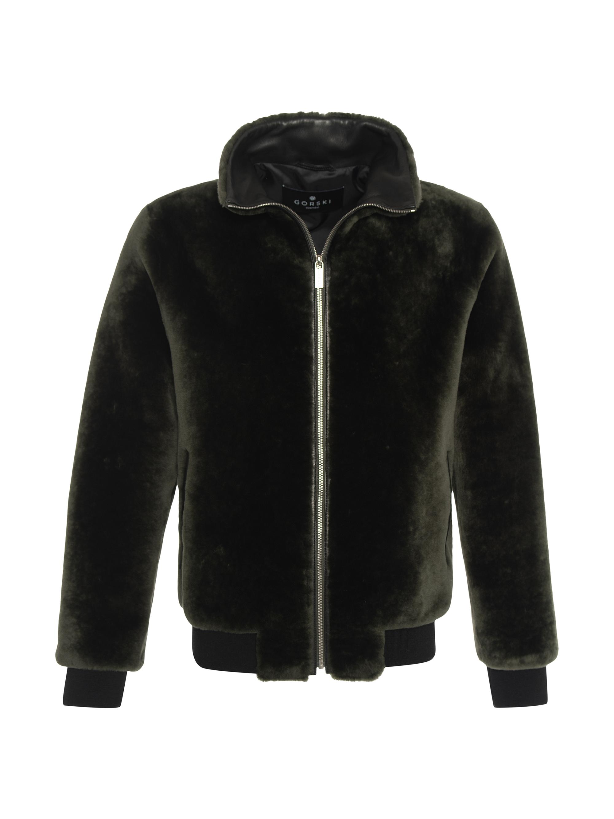 Gorski Men's Select Shearling Lamb Bomber Jacket - Dark Green