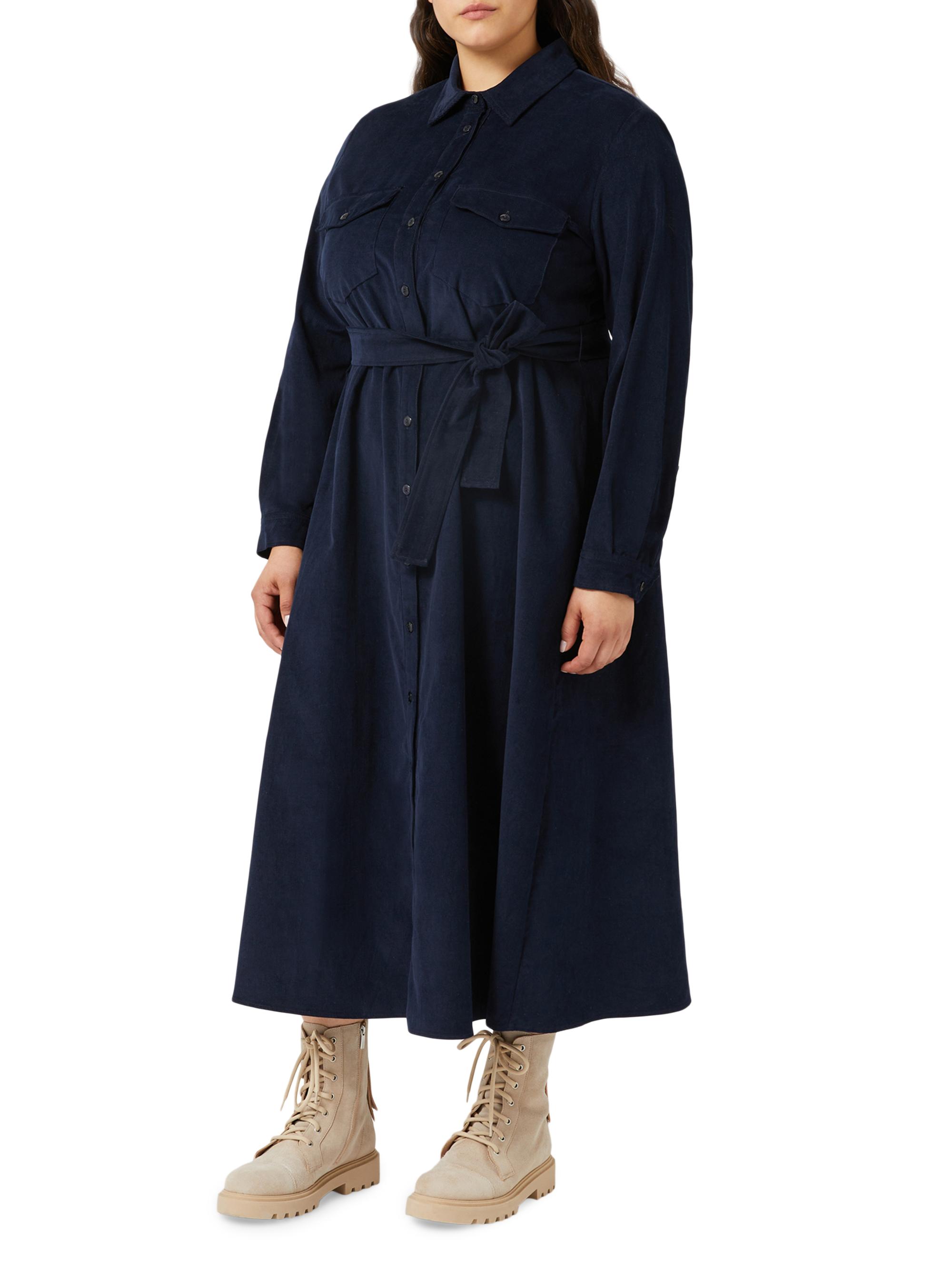Marina Rinaldi Women's Eolie Corduroy Button-Down Midi-Shirtdress - Navy