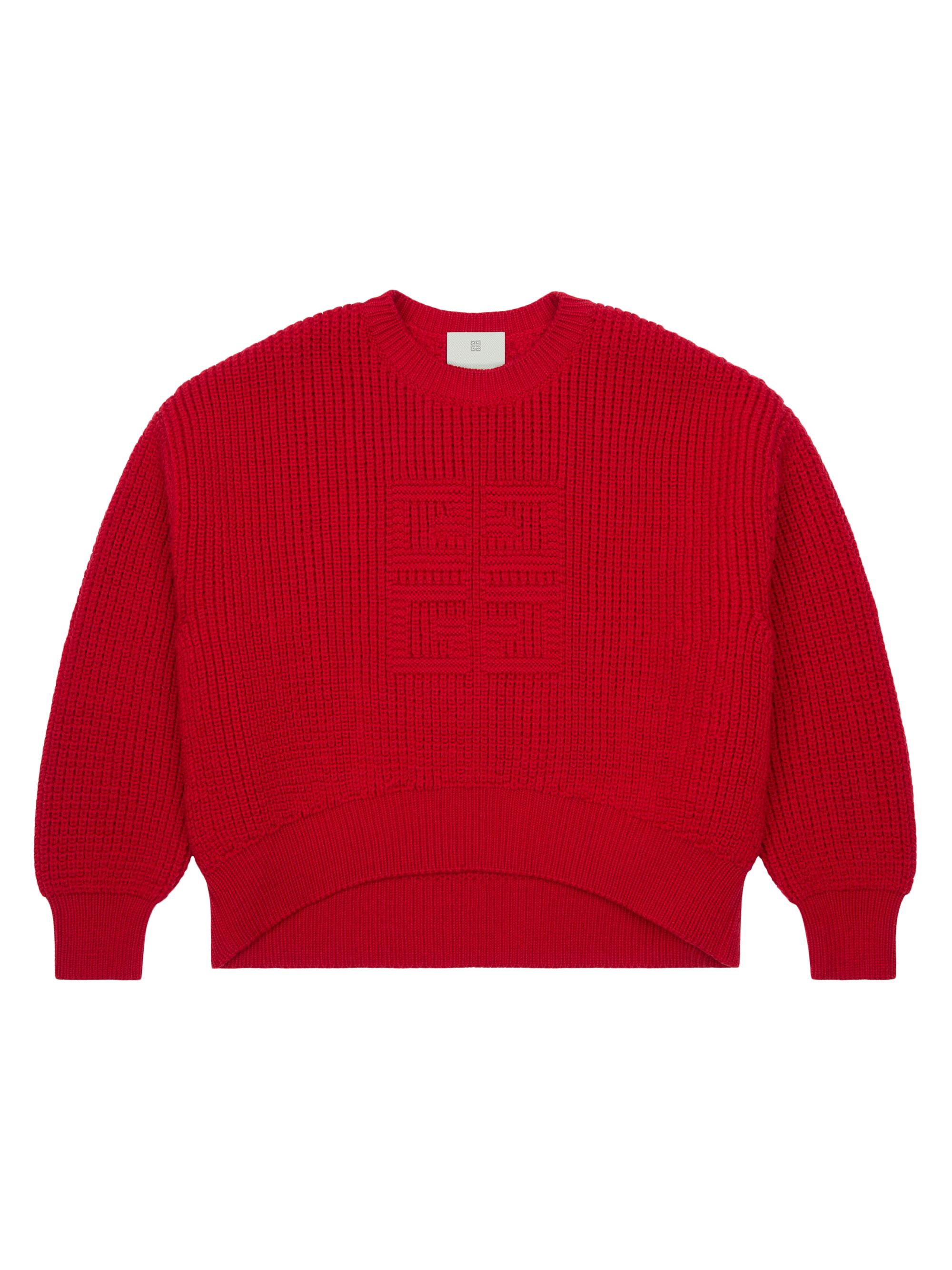 Givenchy Women's Cropped 4G Sweater in Waffle Wool - Red