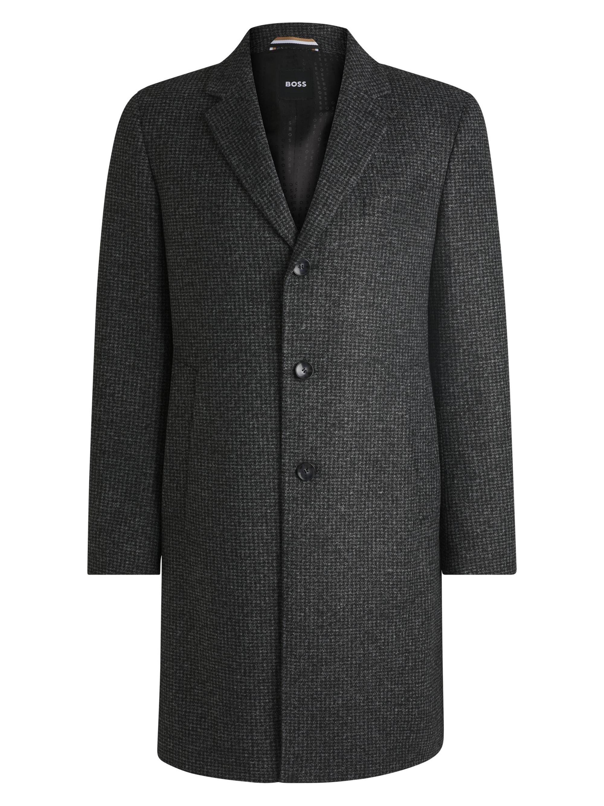 BOSS Men's Slim Fit Coat in Patterned Jersey - Grey