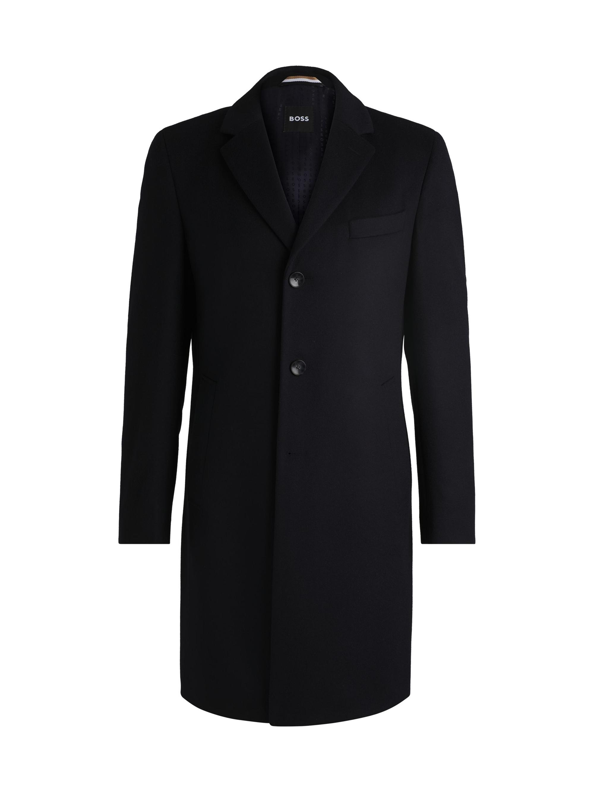 BOSS Men's Slim Fit Coat in Wool and Cashmere - Black 48 R