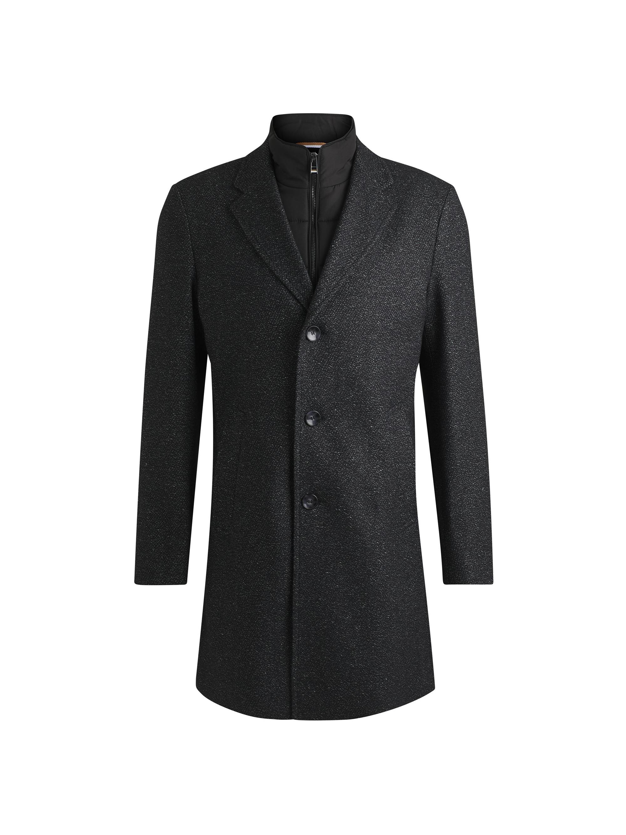 BOSS Men's Slim Fit Coat with Detachable Zip Up Inner - Dark Blue