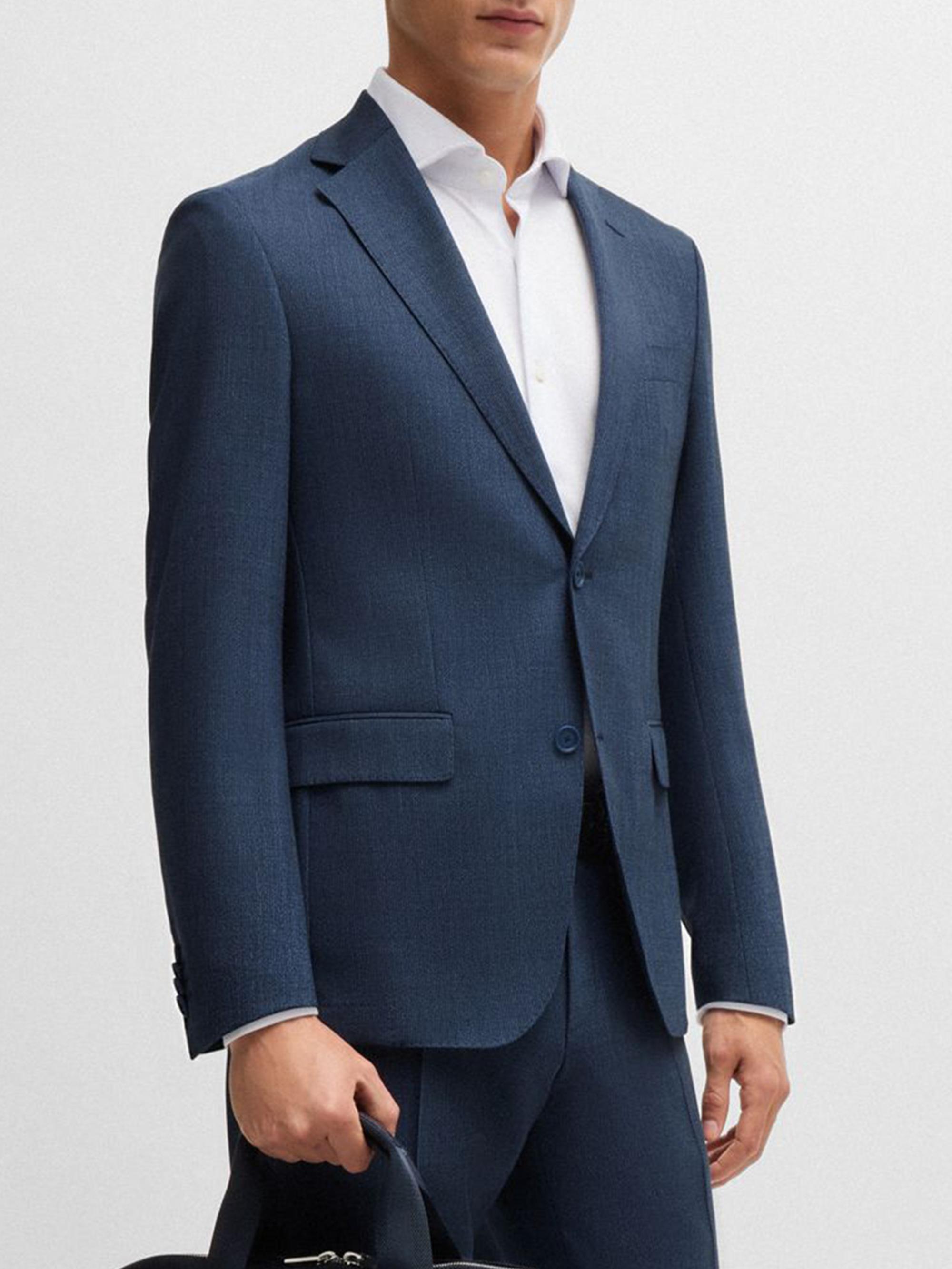 BOSS Men's Slim Fit Suit in Stretch Wool - Blue