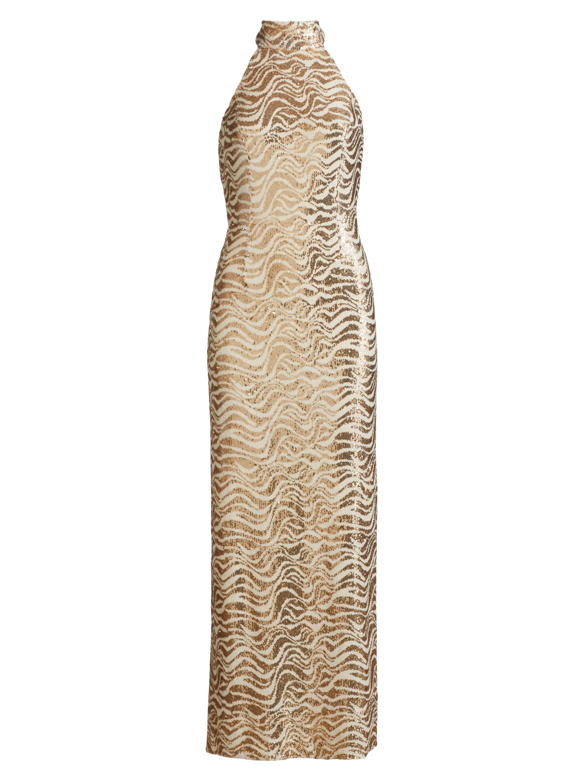 ROMANO ドレス Ramy Brook Liliane Sequin Zebra High-Neck Gown | Saks Fifth Avenue