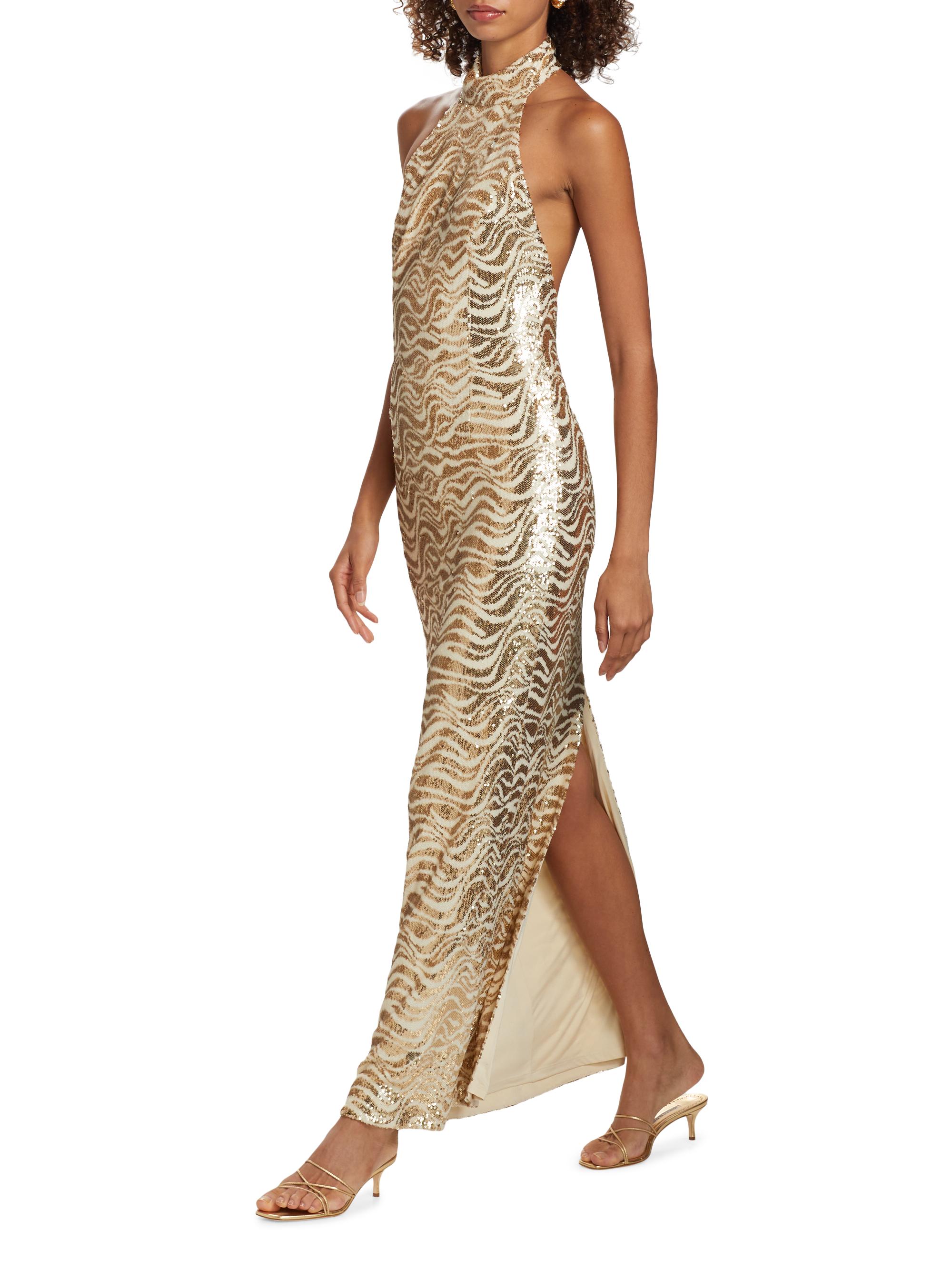 Ramy Brook Liliane Sequin Zebra High-Neck Gown | Saks Fifth Avenue