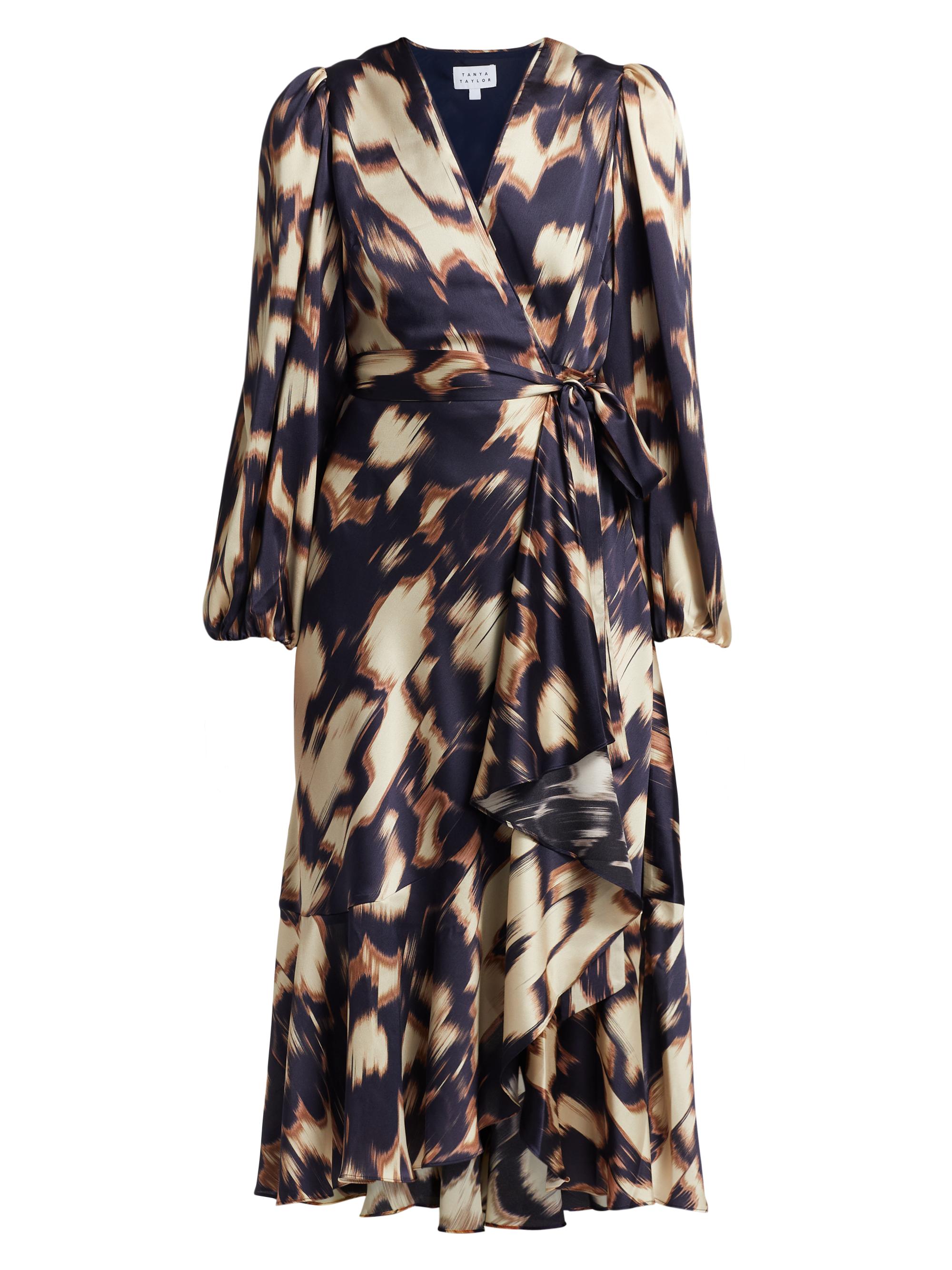 Tanya Taylor Women's Blaire Tie-Waist Printed Dress - Cream Maritime Blue Tan