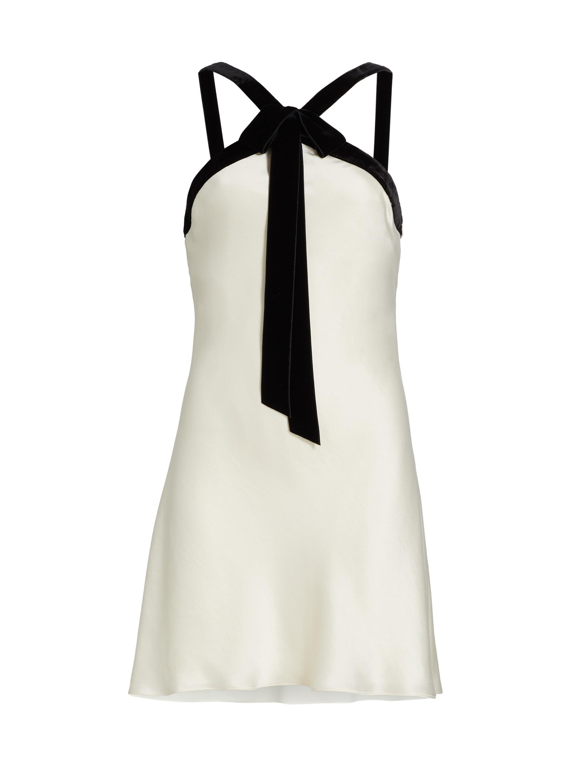 Tanya Taylor Women's Elfreda Satin & Velvet Minidress - Cream