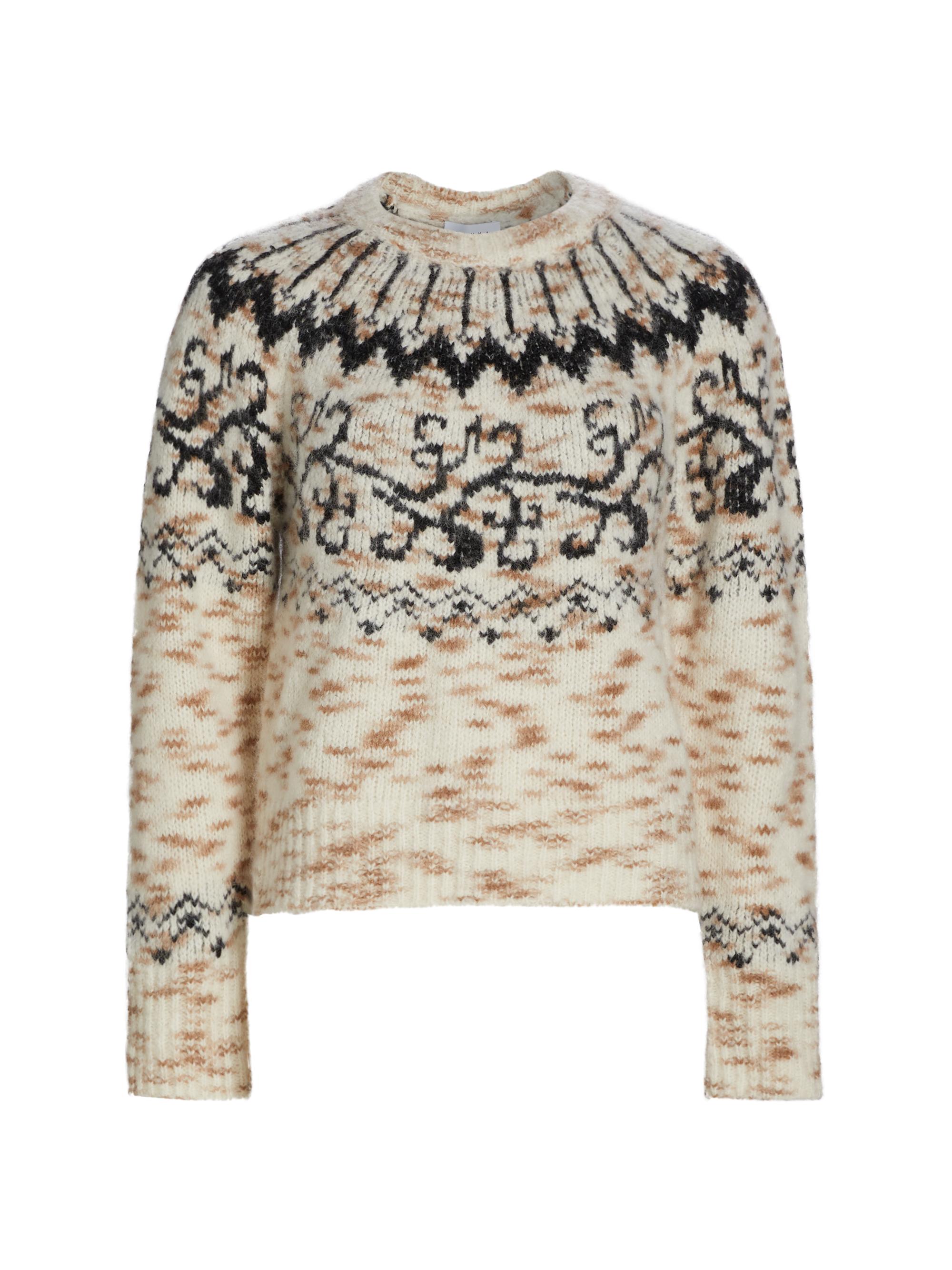 Tanya Taylor Women's Duke Fair Isle Sweater - Cream Taupe Black Multi