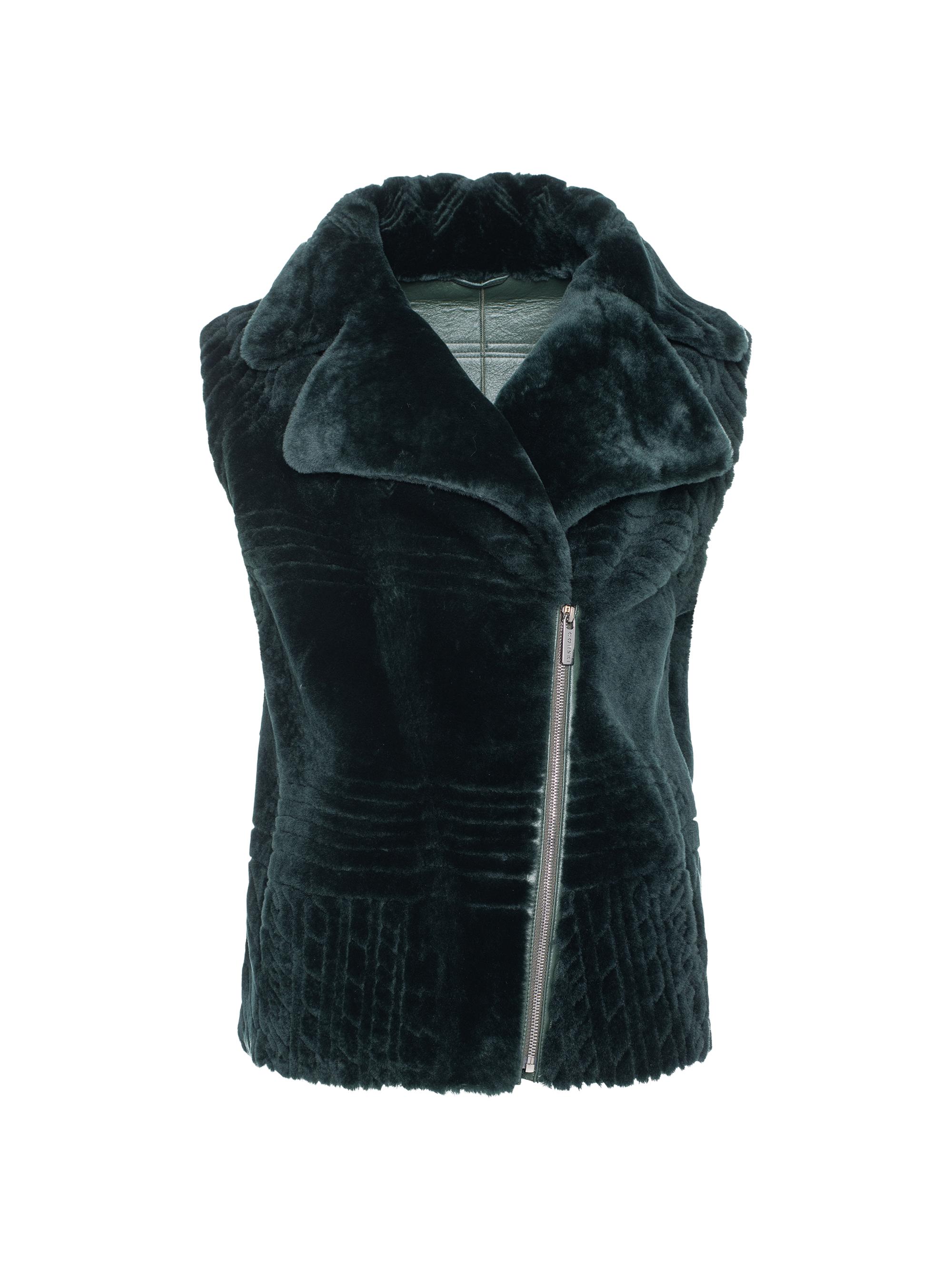 Gorski Women's Select Shearling Lamb Zip Vest - Emerald
