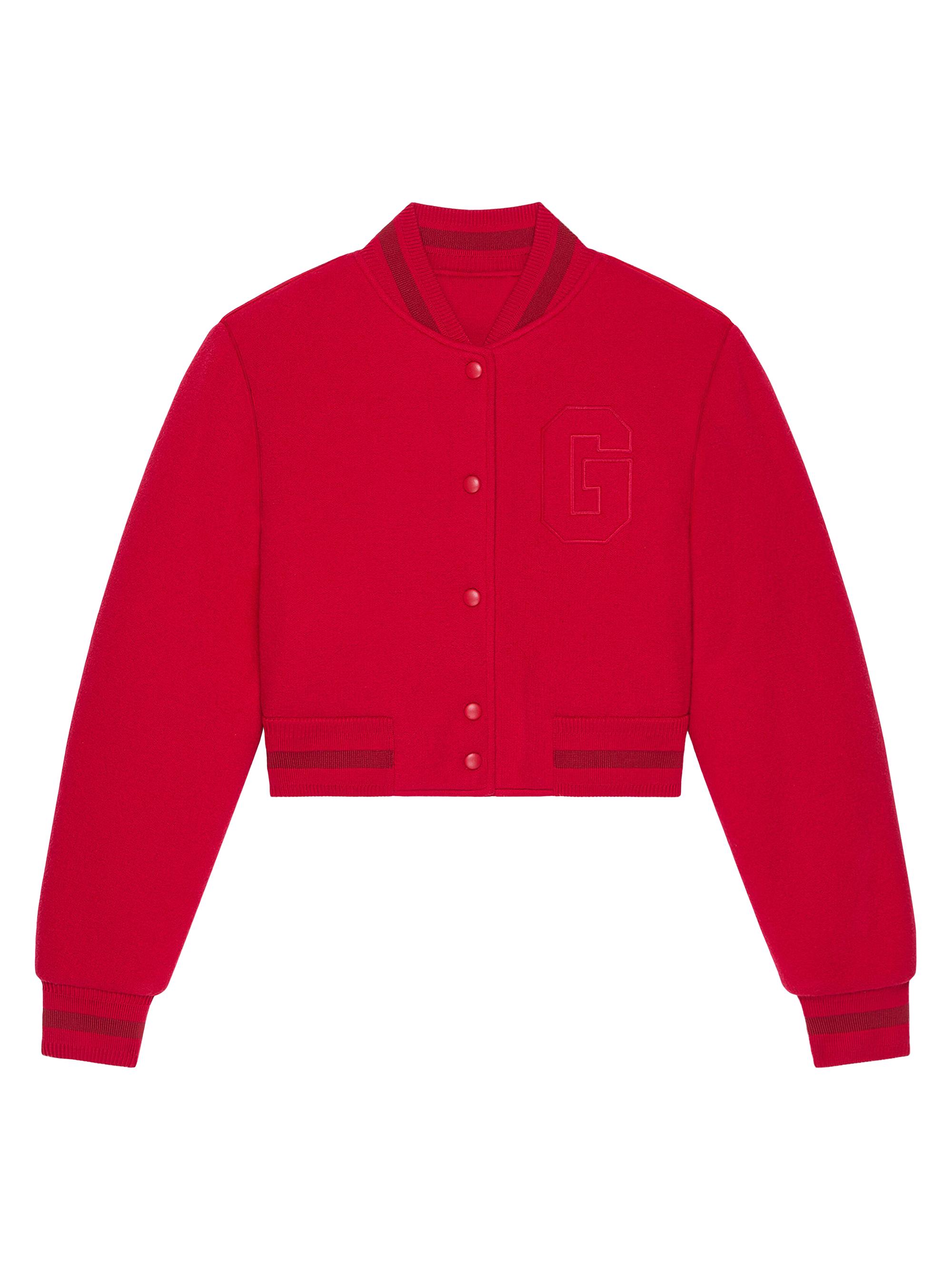 Givenchy Women's Cropped Varsity Jacket in Wool - Red