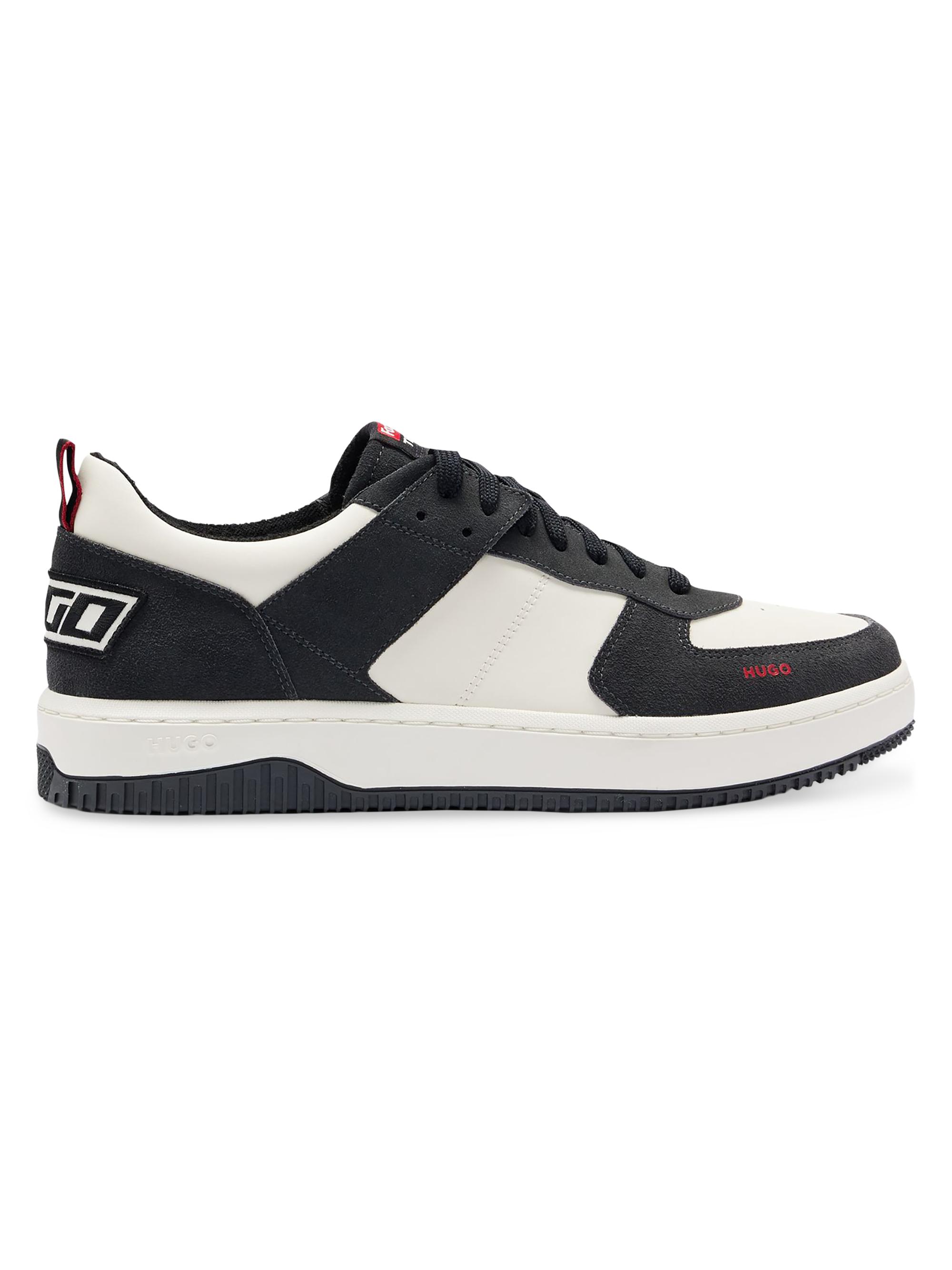 HUGO Men's Low-Top Trainers Sneakers in Faux Leather and Suede - Anthracite