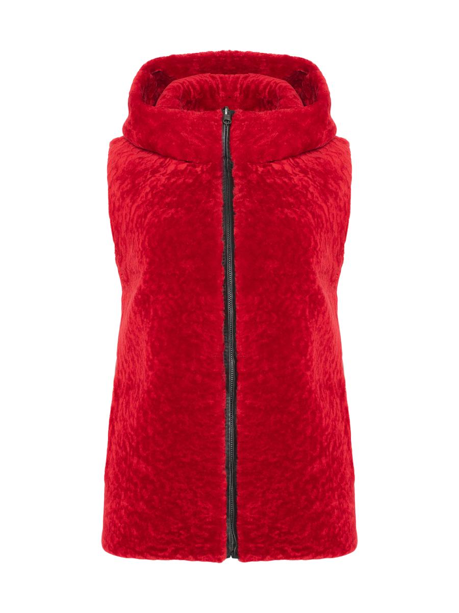 Gorski Shearling Lamb Vest Hooded Reversible to Taffeta | Saks