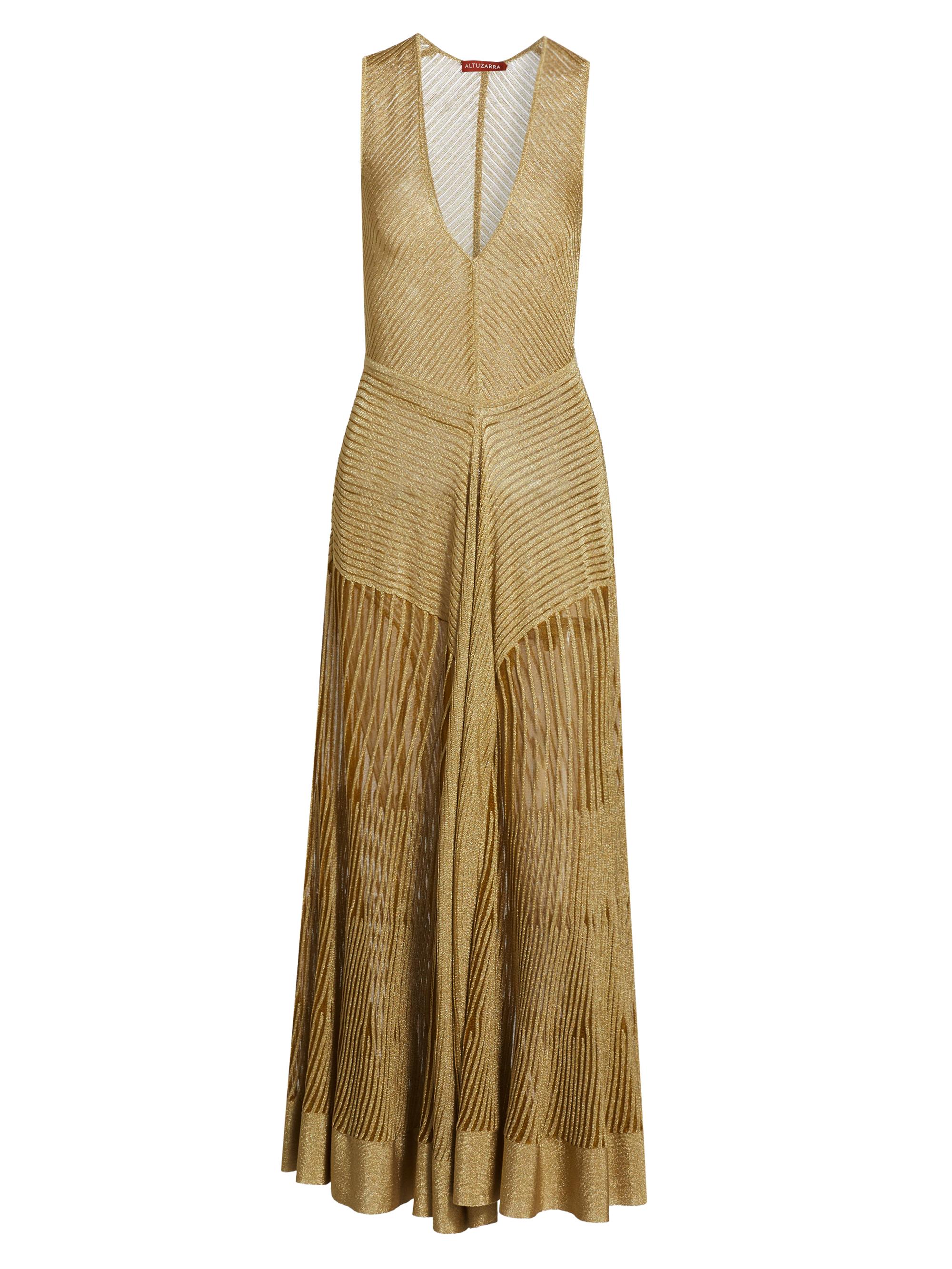 Altuzarra Women's Keball Metallic-Knit Maxi Dress - Gold
