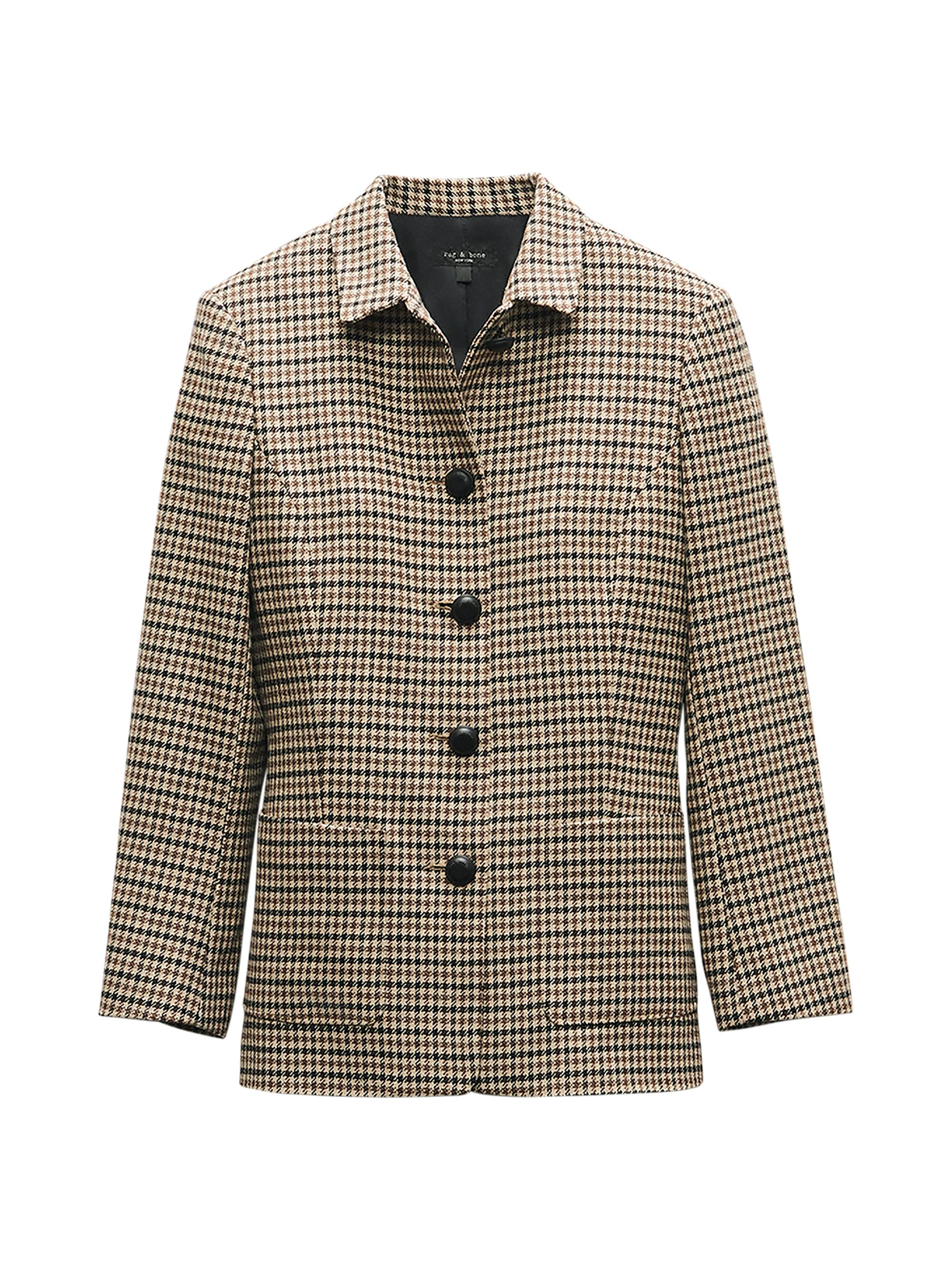 rag & bone Women's Drew Italian Houndstooth Blazer - Tan Multi