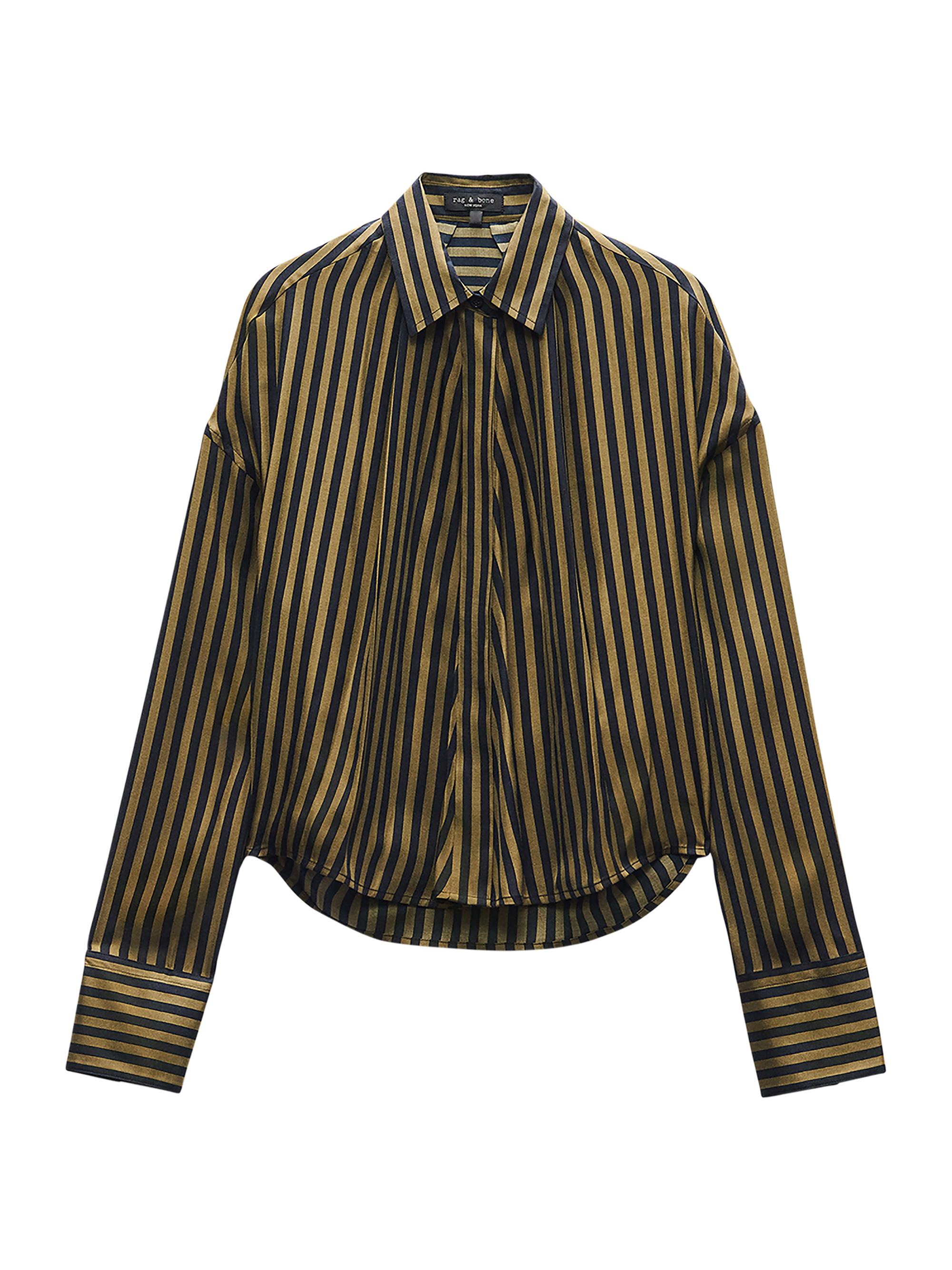 rag & bone Women's Martha Silk-Blend Button-Up Shirt - Army Stripe