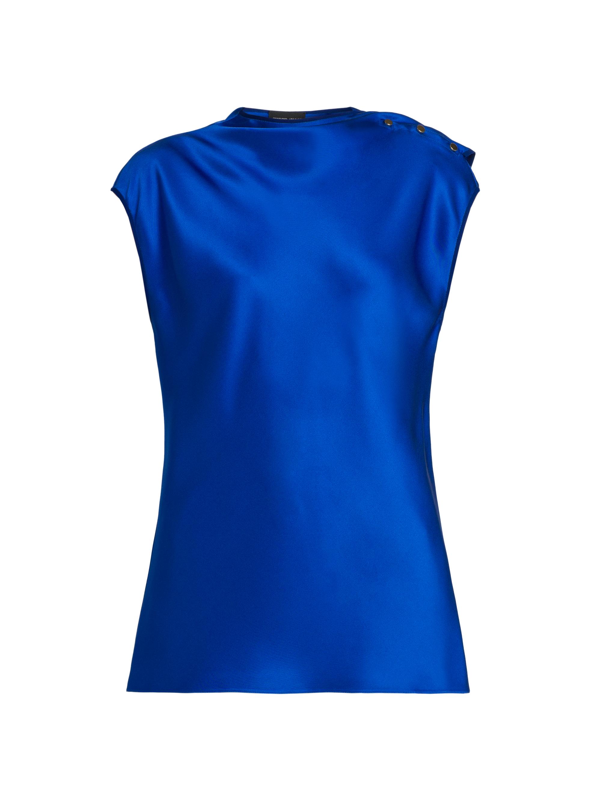Giorgio Armani Women's Buttoned Silk Satin Blouse - Humming Bird