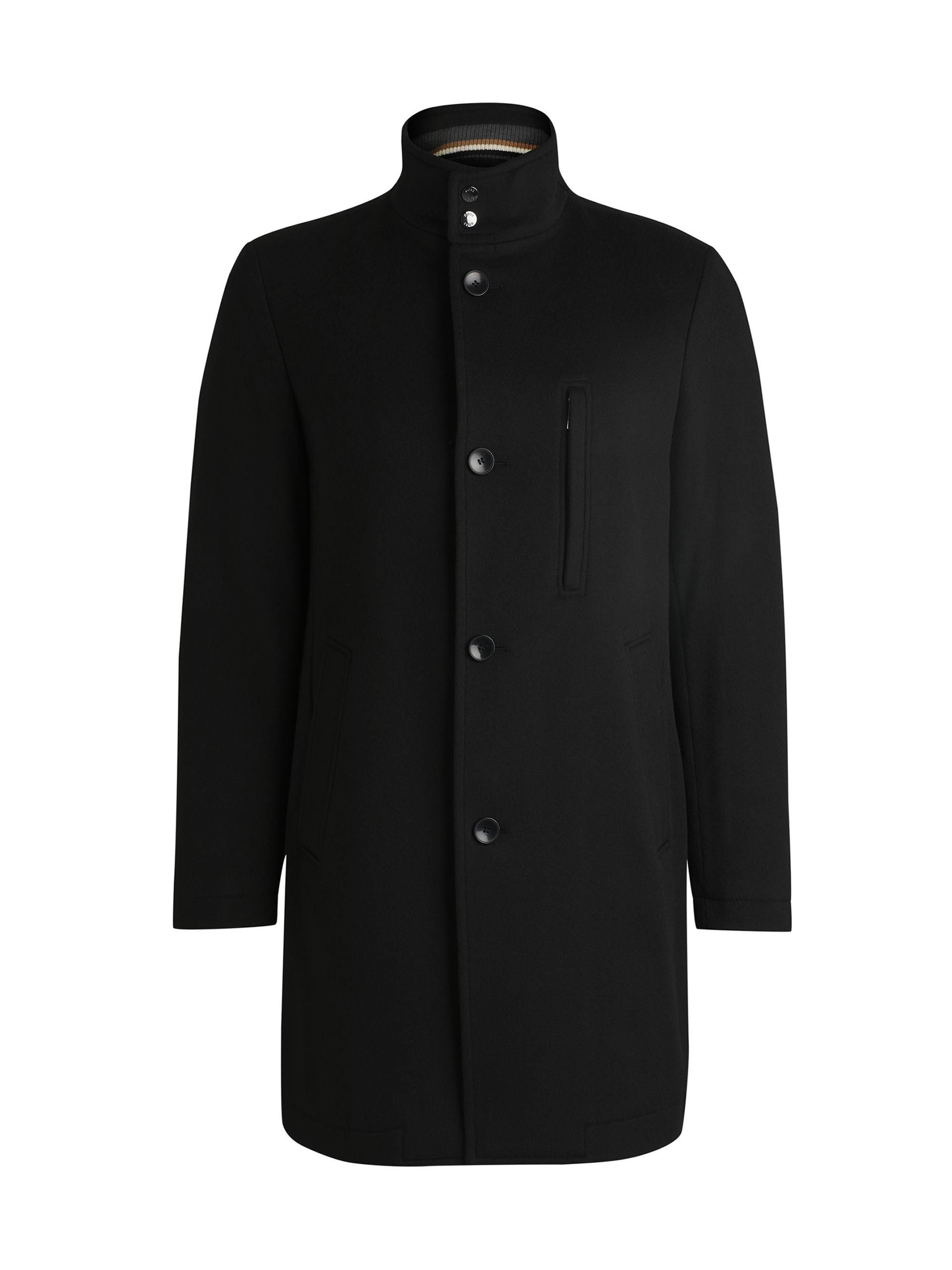 BOSS Men's Slim Fit Coat in Wool and Cashmere - Black