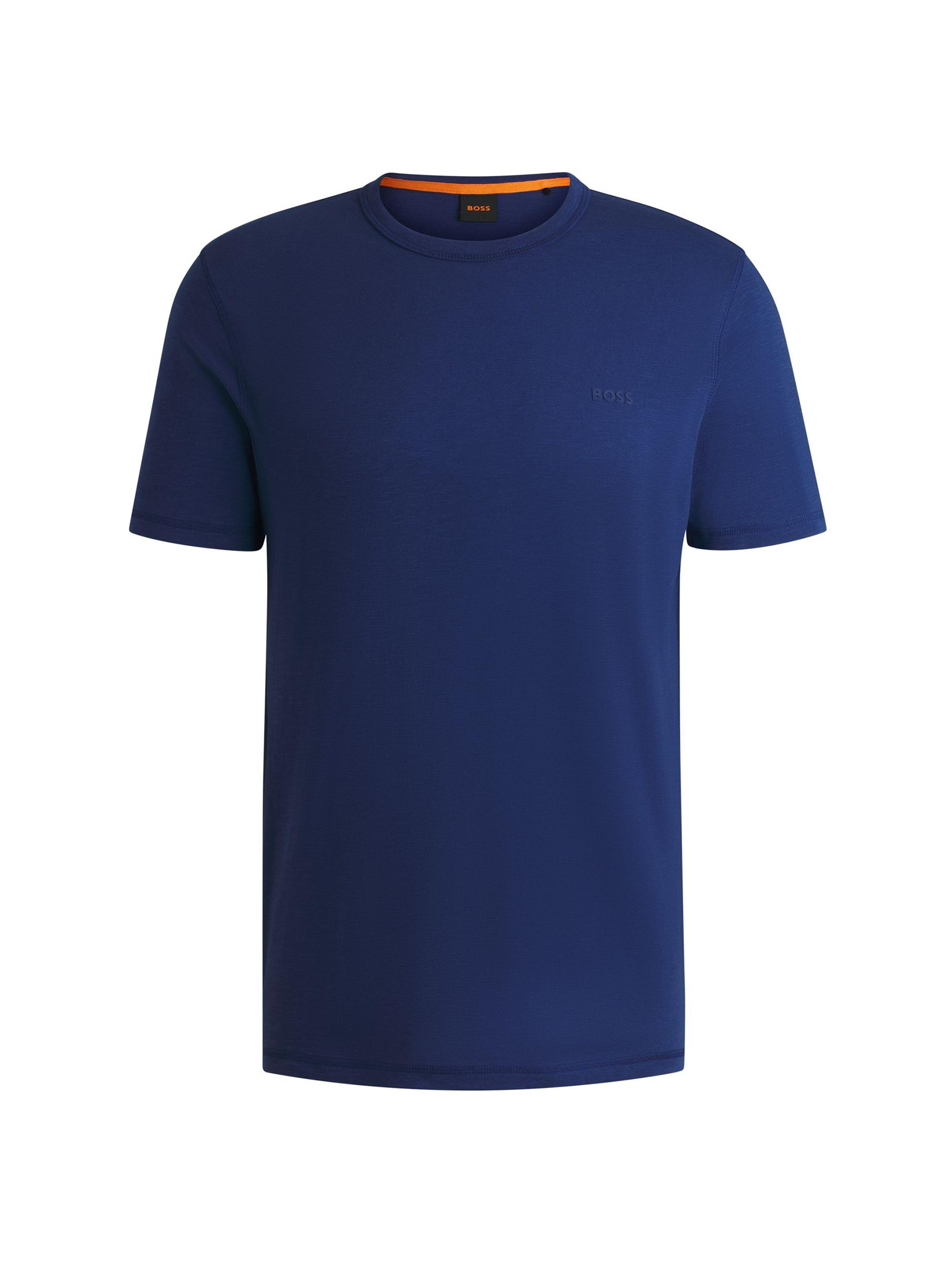 BOSS Men's Slub Cotton T-Shirt with Logo Detail - Beige