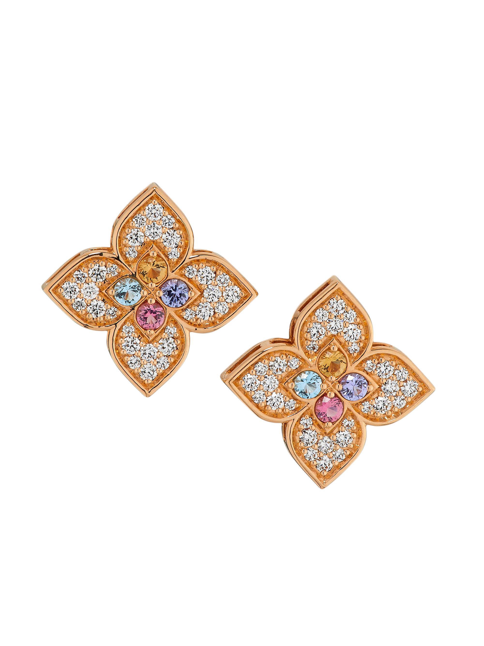 Roberto Coin Women's Venetian Princess Carnivale 18K Rose Gold & Multi-Gemstone Flower Stud Earrings - Rose Gold