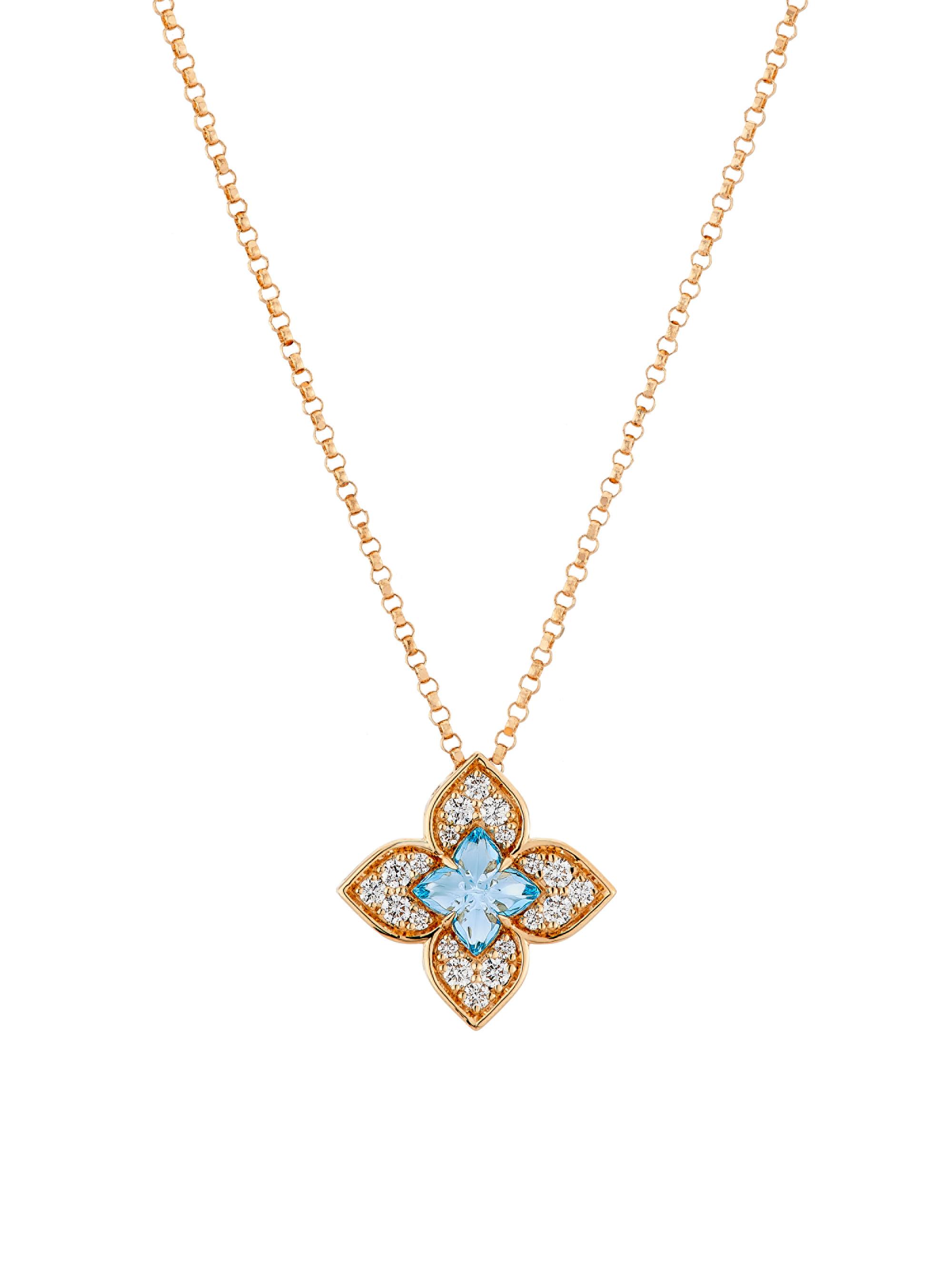 Roberto Coin Women's Venetian Princess Carnivale 18K Rose Gold, Blue Topaz & 0.17 TCW Diamond Flower Pendant Necklace - Rose Gold
