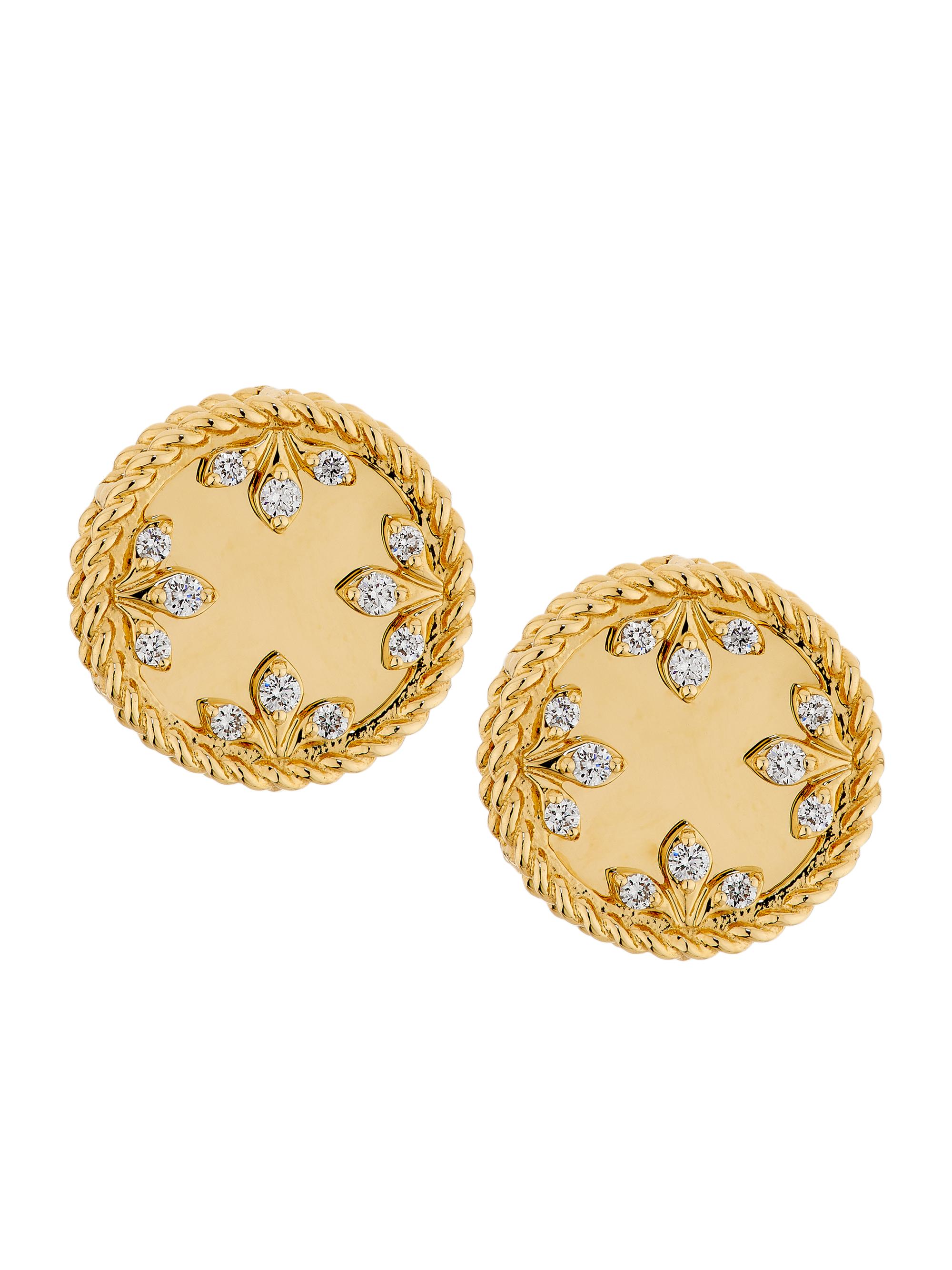 Roberto Coin Women's Venetian Medallion 18K Yellow Gold & 0.11 TCW Diamond Earrings - Yellow Gold