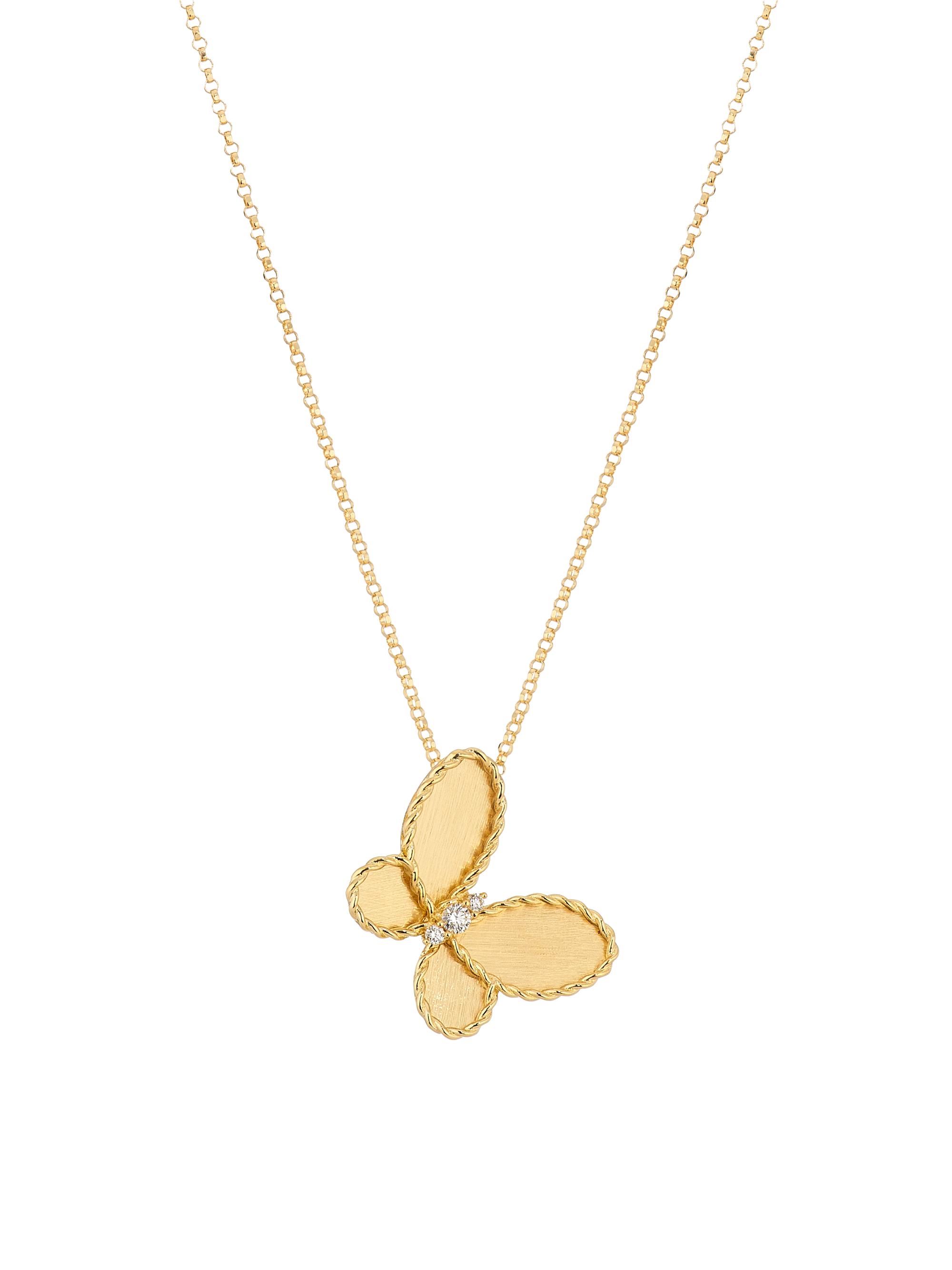 Roberto Coin Women's Jasmine 18K Yellow Gold & 0.06 TCW Diamond Butterfly Necklace - Yellow Gold