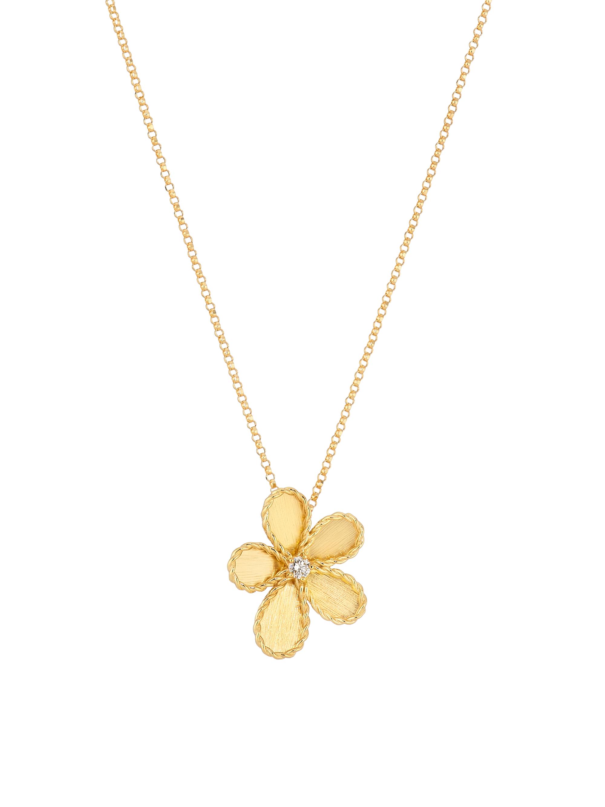 Roberto Coin Women's Jasmine 18K Yellow Gold & 0.06 TCW Diamond Flower Necklace - Yellow Gold
