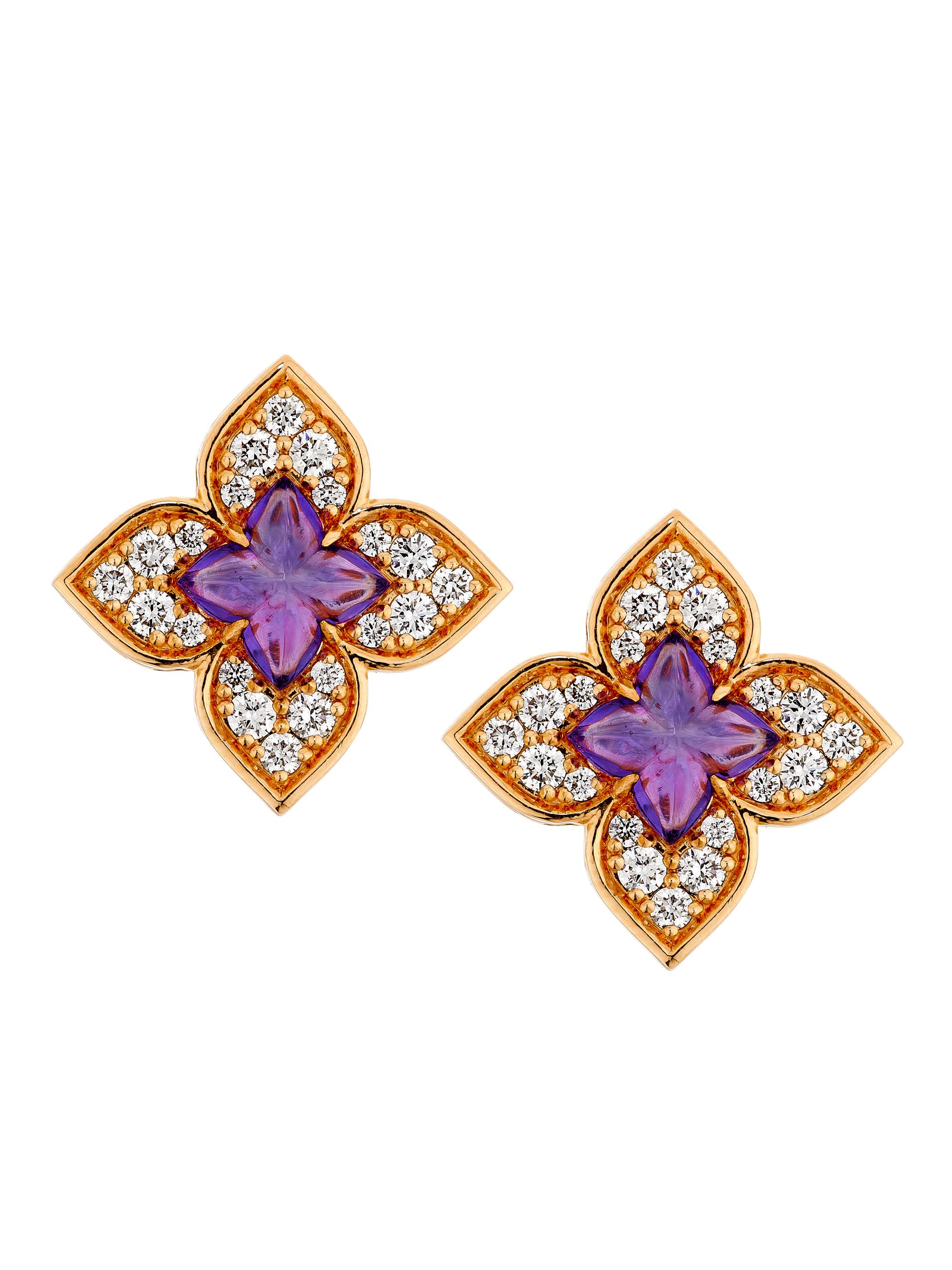 Roberto Coin Women's Venetian Princess Carnivale 18K Rose Gold, Amethyst & 0.38 TCW Diamond Earrings - Rose Gold