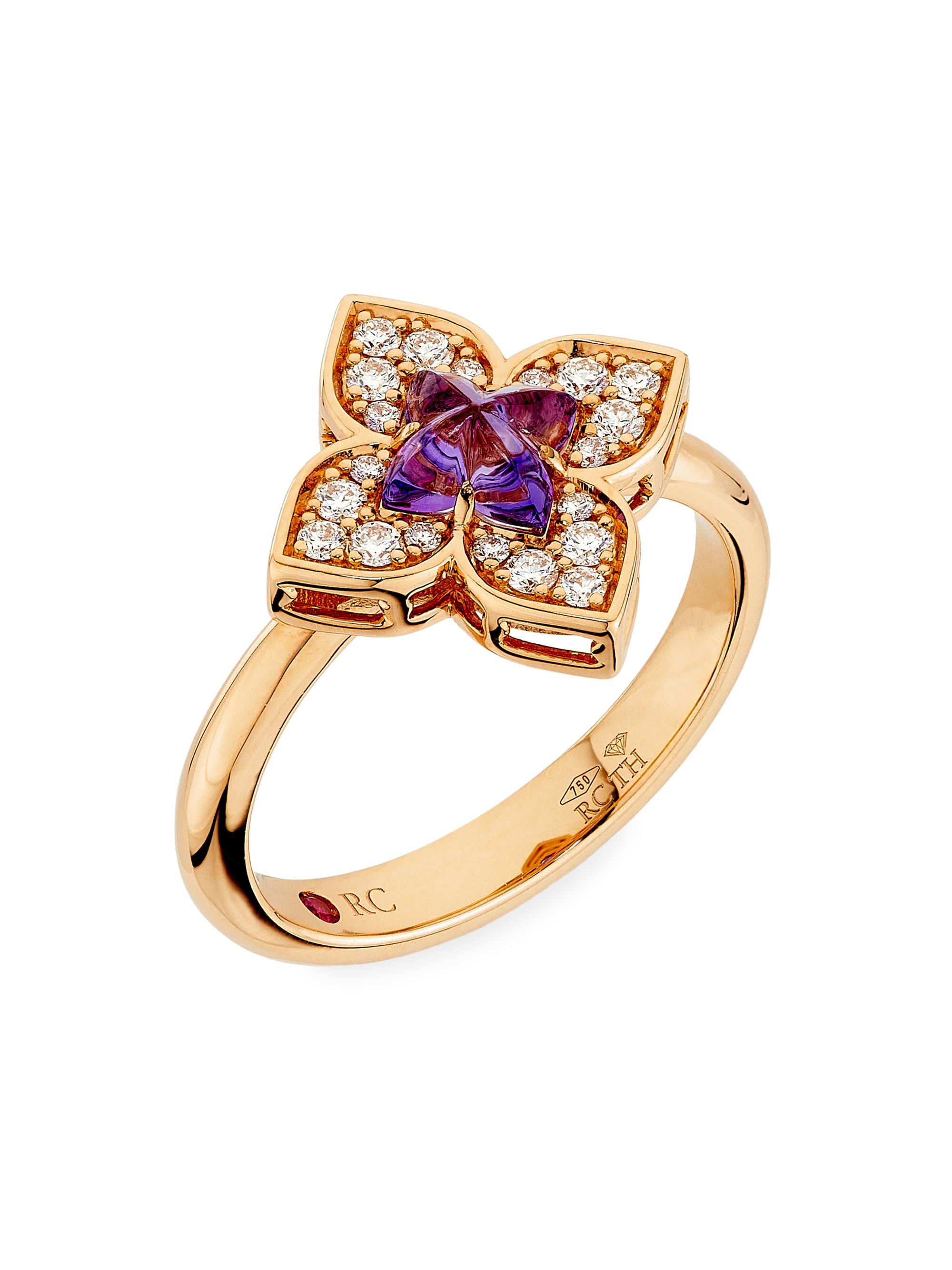 Roberto Coin Women's Venetian Princess Carnivale 18K Rose Gold, Amethyst & 0.32 TCW Diamond Ring - Rose Gold