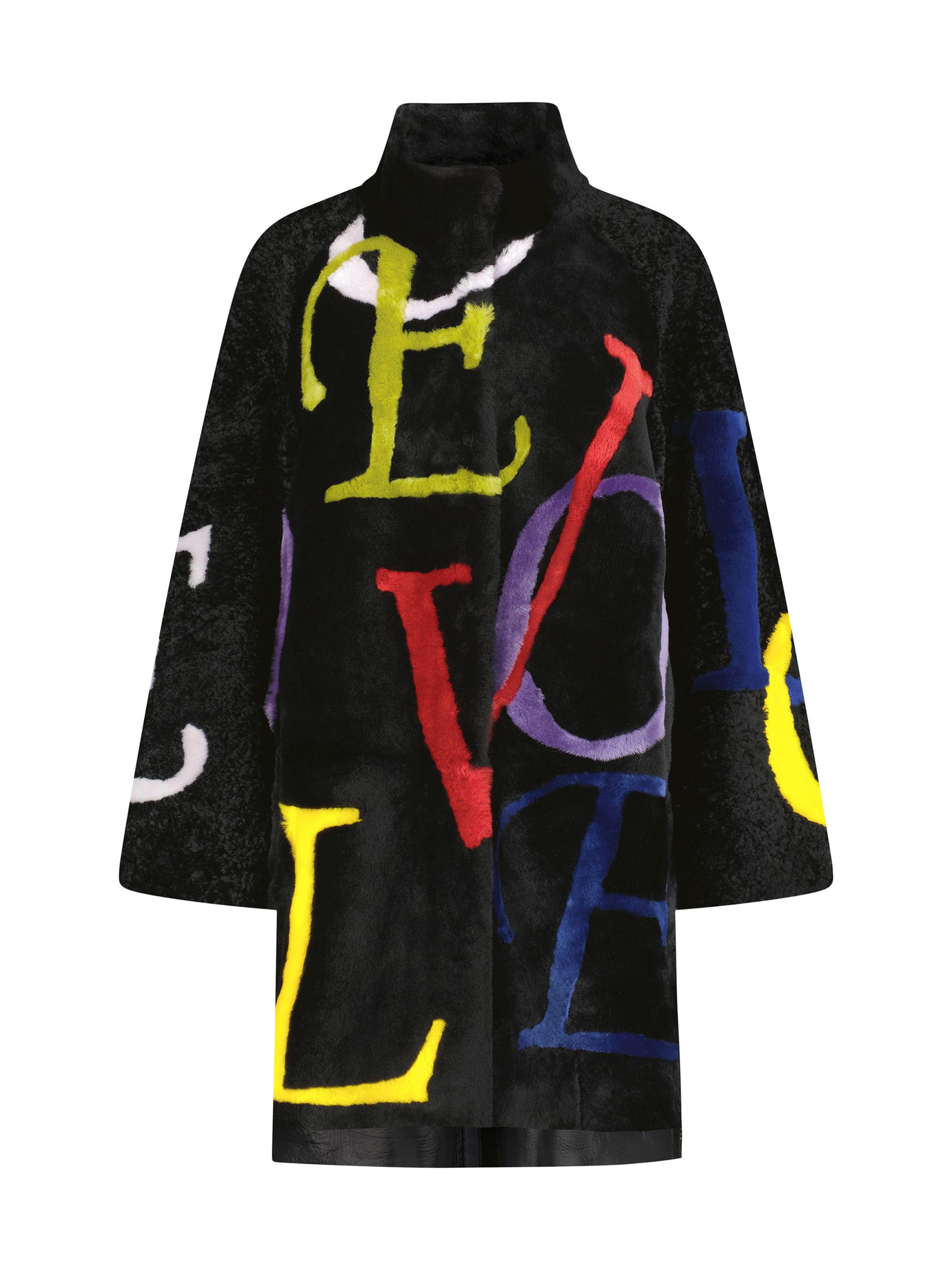 Gorski Women's Select Shearling Lamb Stroller With Love Intarsia - Black Purple Multi