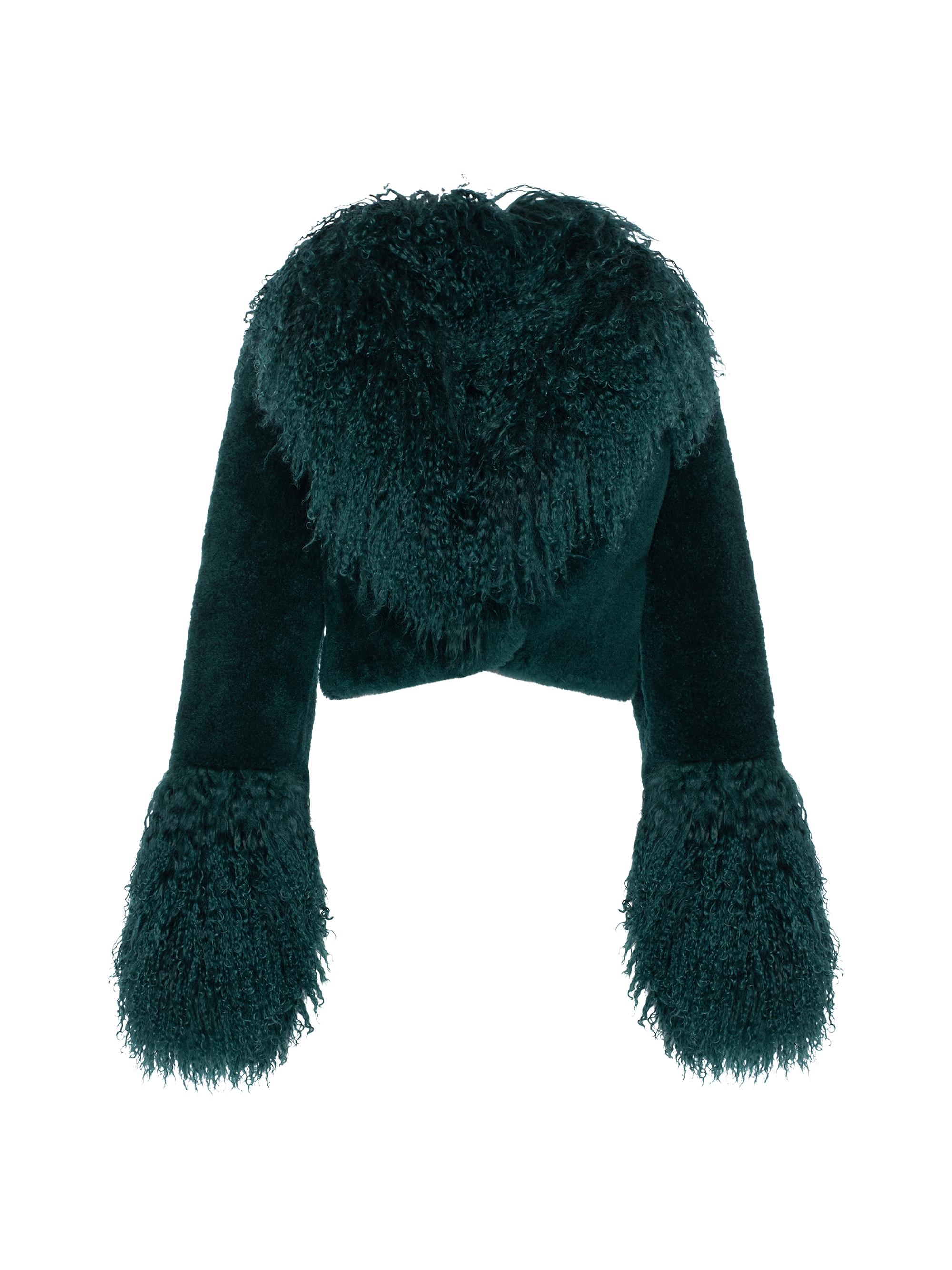 Gorski Women's Sheared Cashmere Goat Bolero Coat - Forest Green