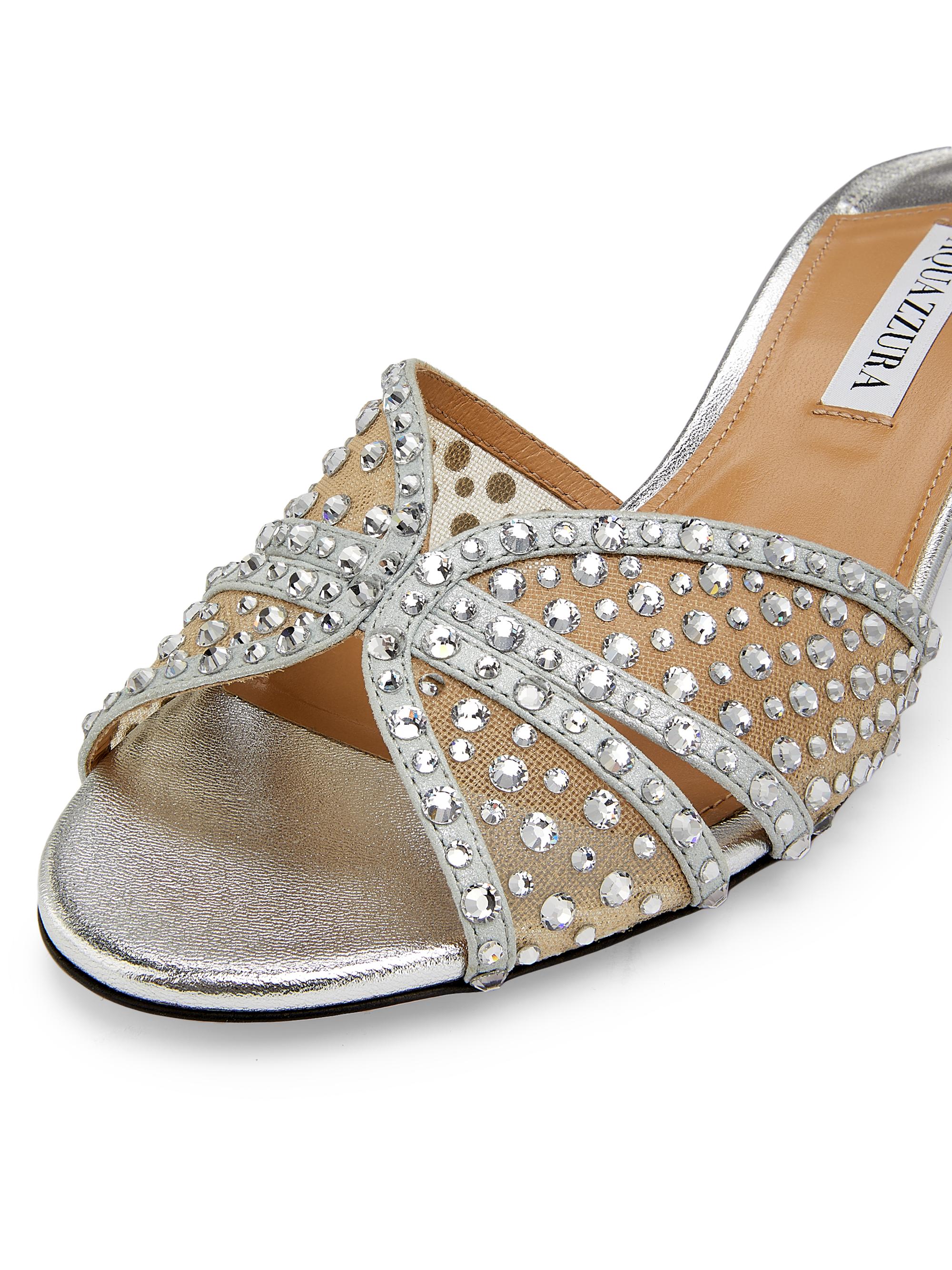 Aquazzura Crystal Lover 35MM Mules | Saks Fifth Avenue