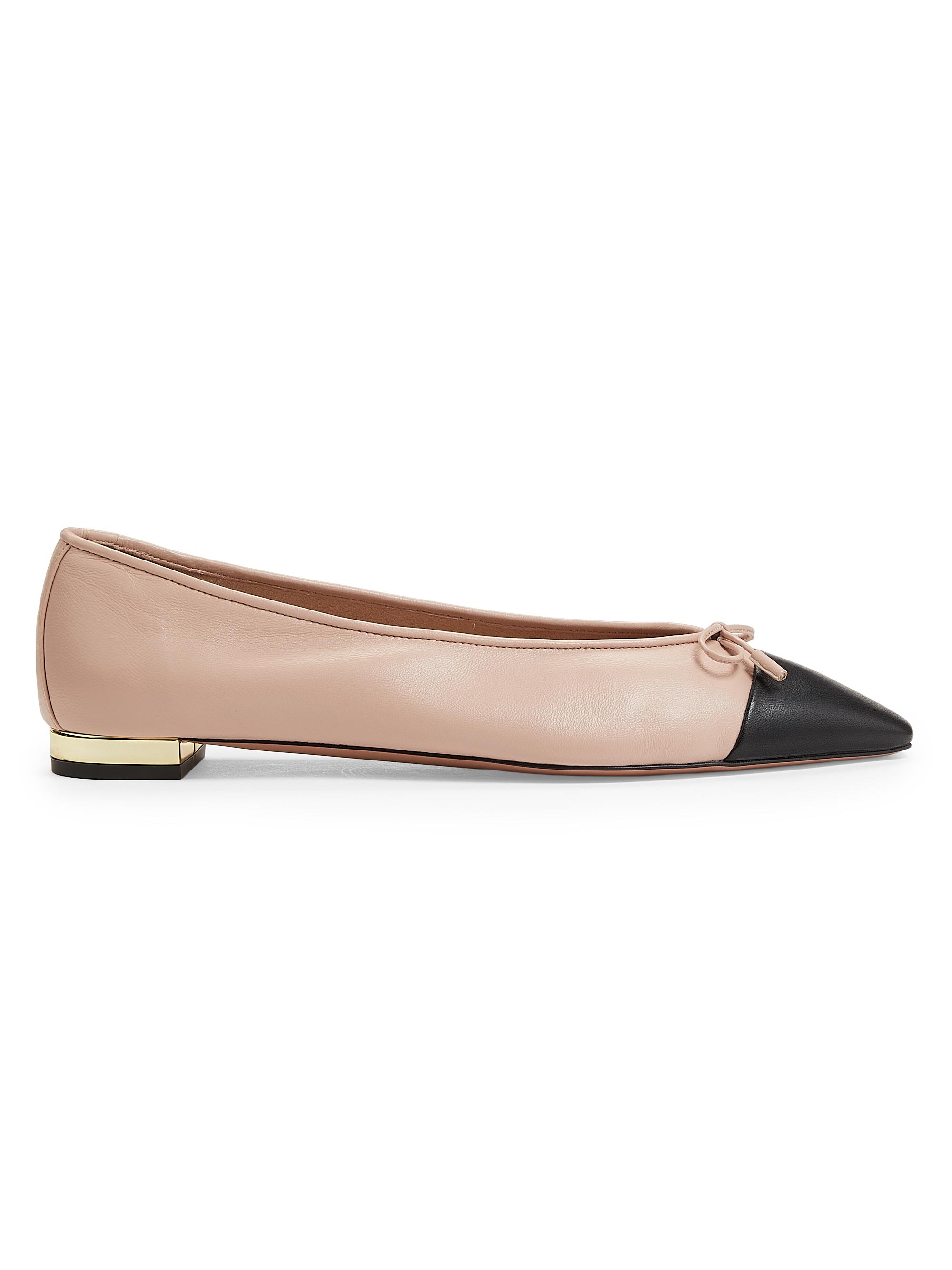 Aquazzura Women's Gioia Leather Flats - Petal Black