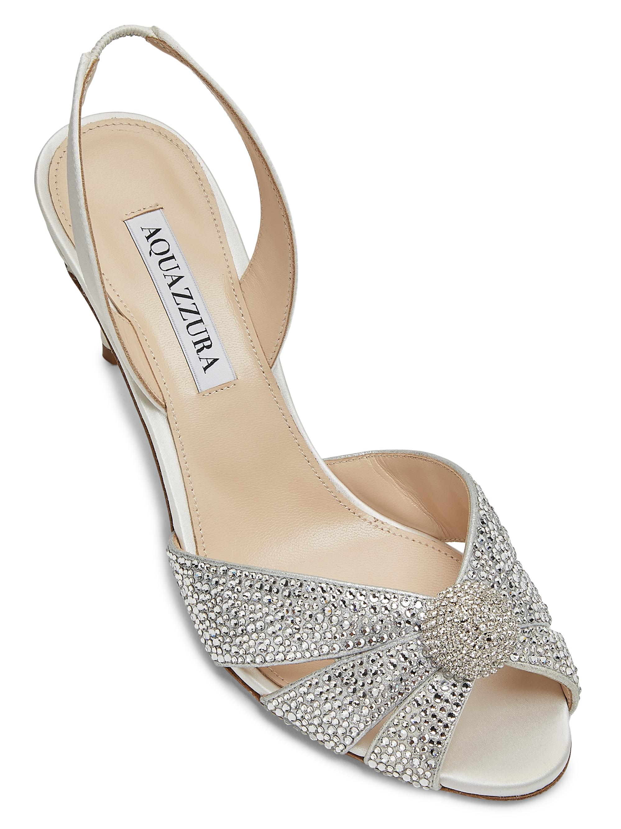 Aquazzura Italian Flirt 75MM Crystal-Embellished Satin & Leather