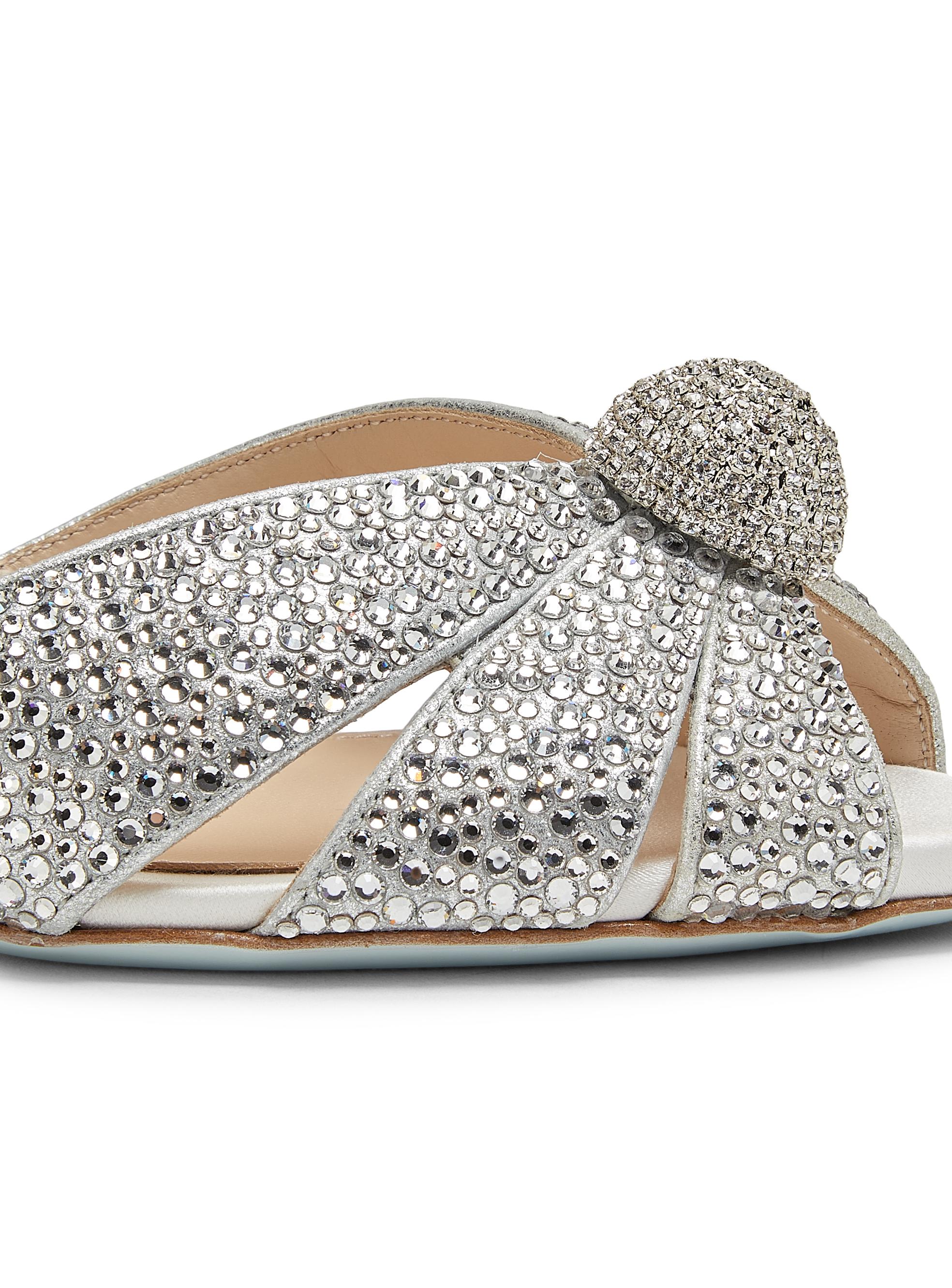 Aquazzura Italian Flirt 75MM Crystal-Embellished Satin & Leather