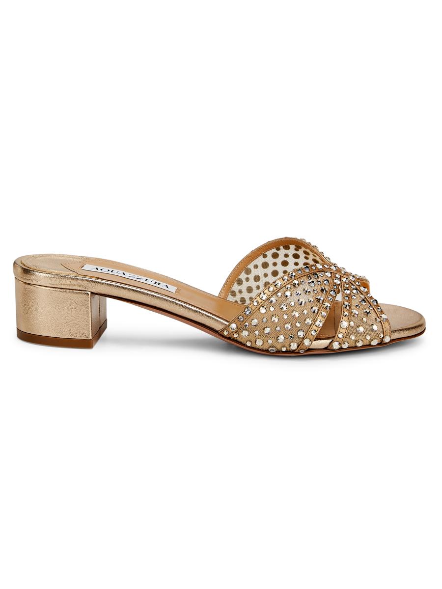 Aquazzura Crystal Lover 35MM Mules | Saks Fifth Avenue