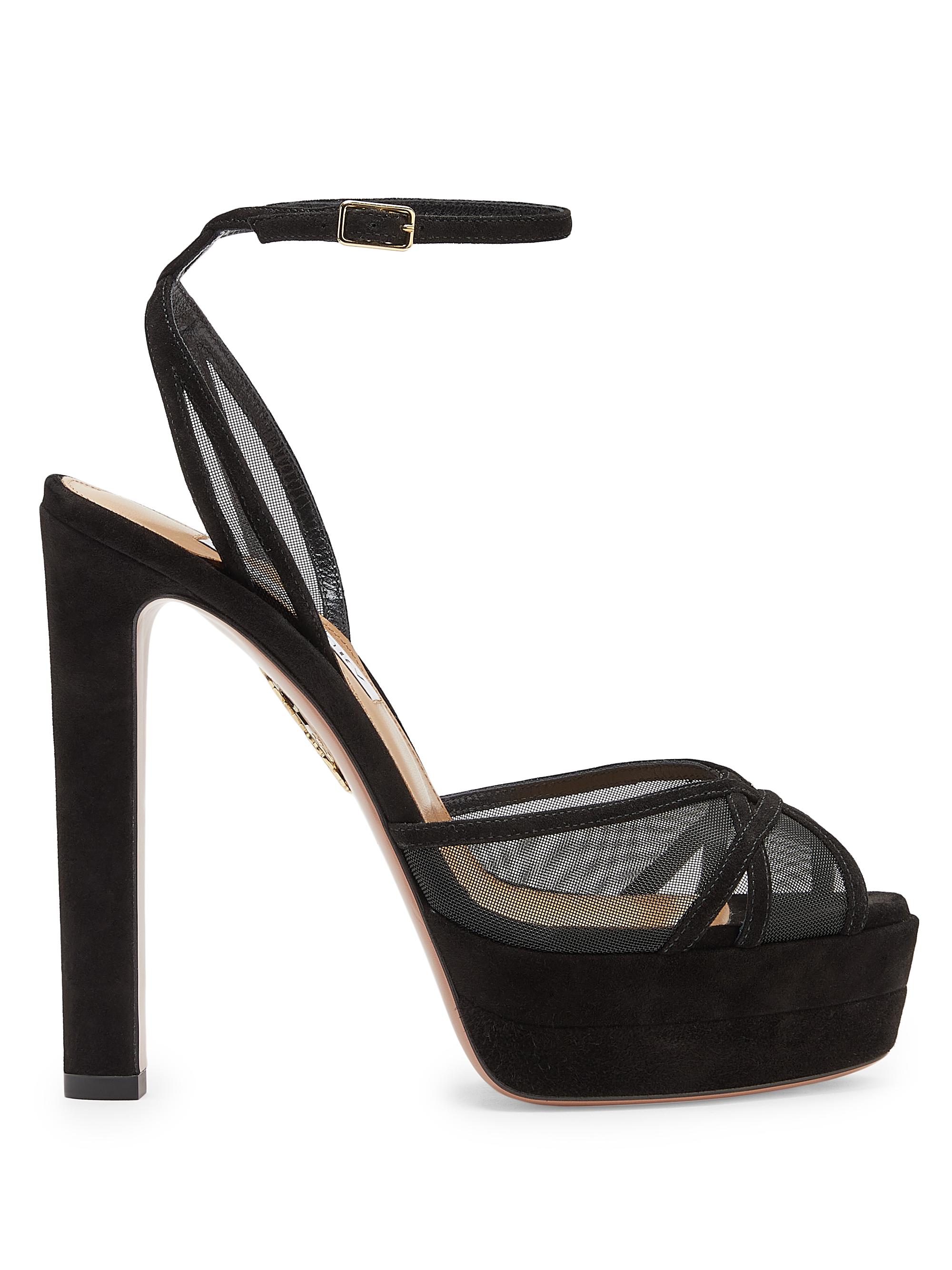 Aquazzura Shear 130MM Mesh & Suede Platform Sandals | Saks Fifth