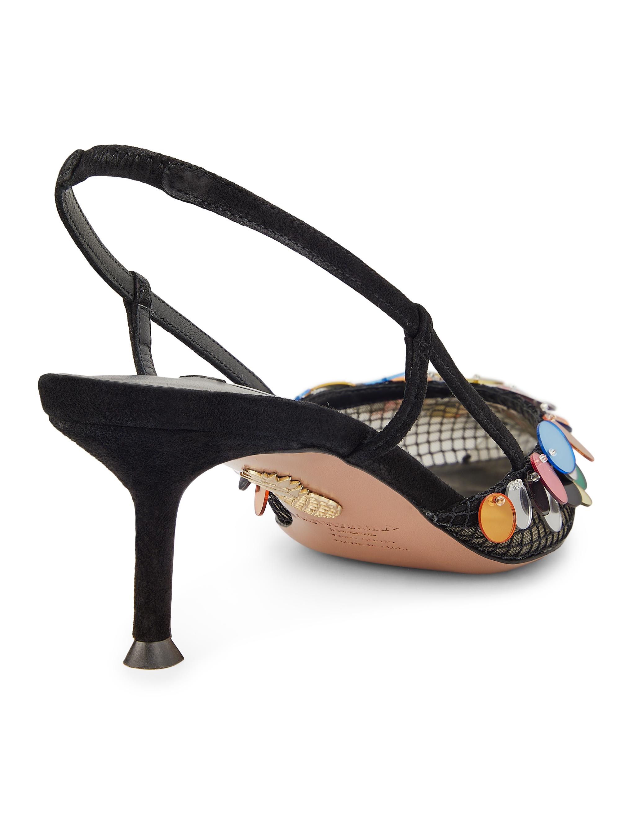 Aquazzura Can Can 50MM Paillette-Embellished Suede & Mesh