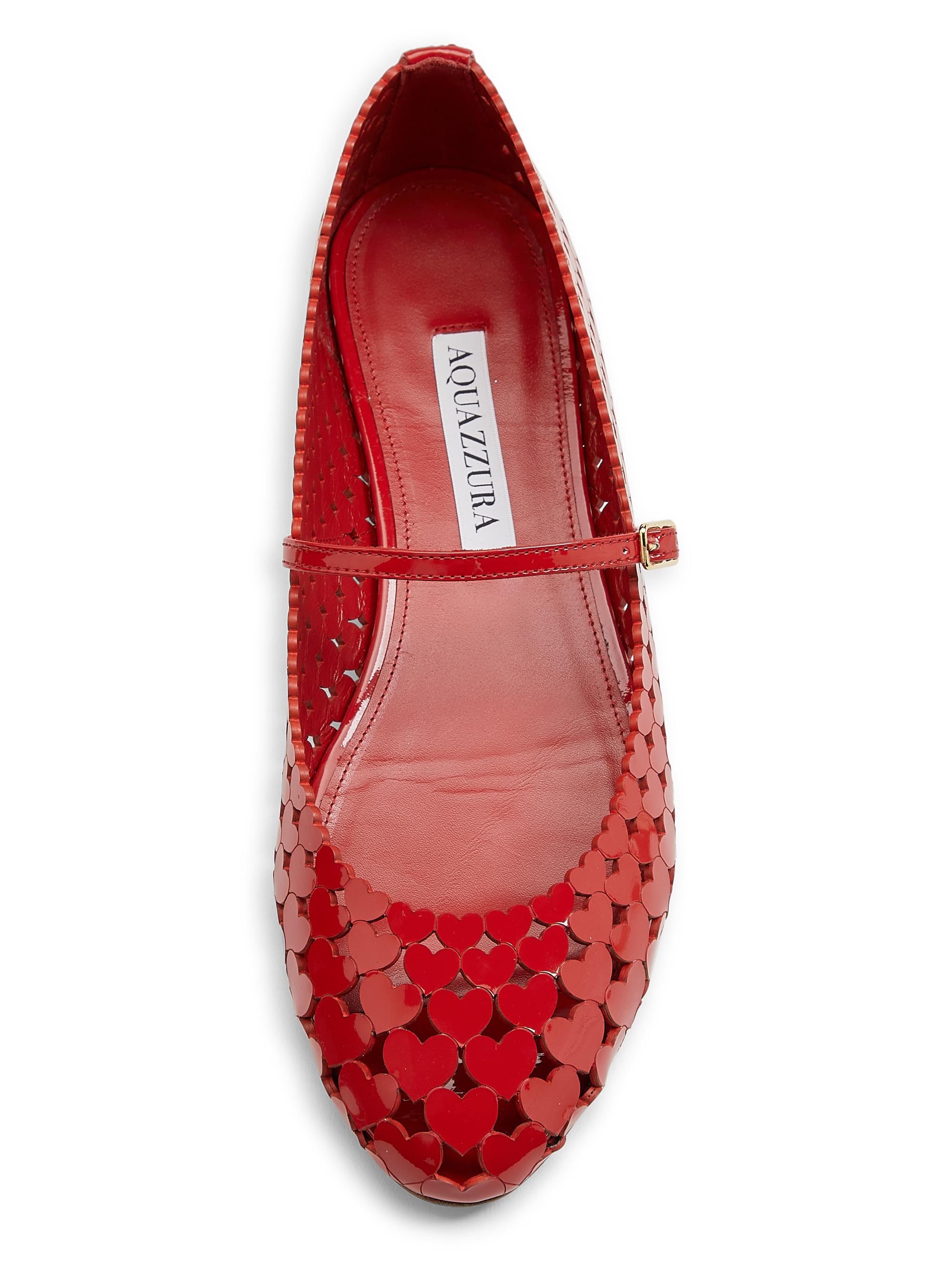 Aquazzura Amourose Perforated Patent Leather Flats | Saks Fifth Avenue